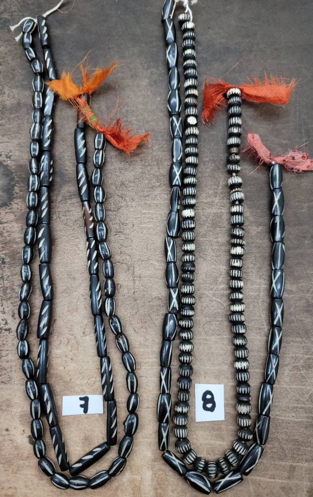 Lot Of Beautiful Buffalo Bone Beads / 2 Strands- Wide Variety Of Authentic Hand-carved Bone Beads 12-15 Inch Strand / Jewelry Supplies.