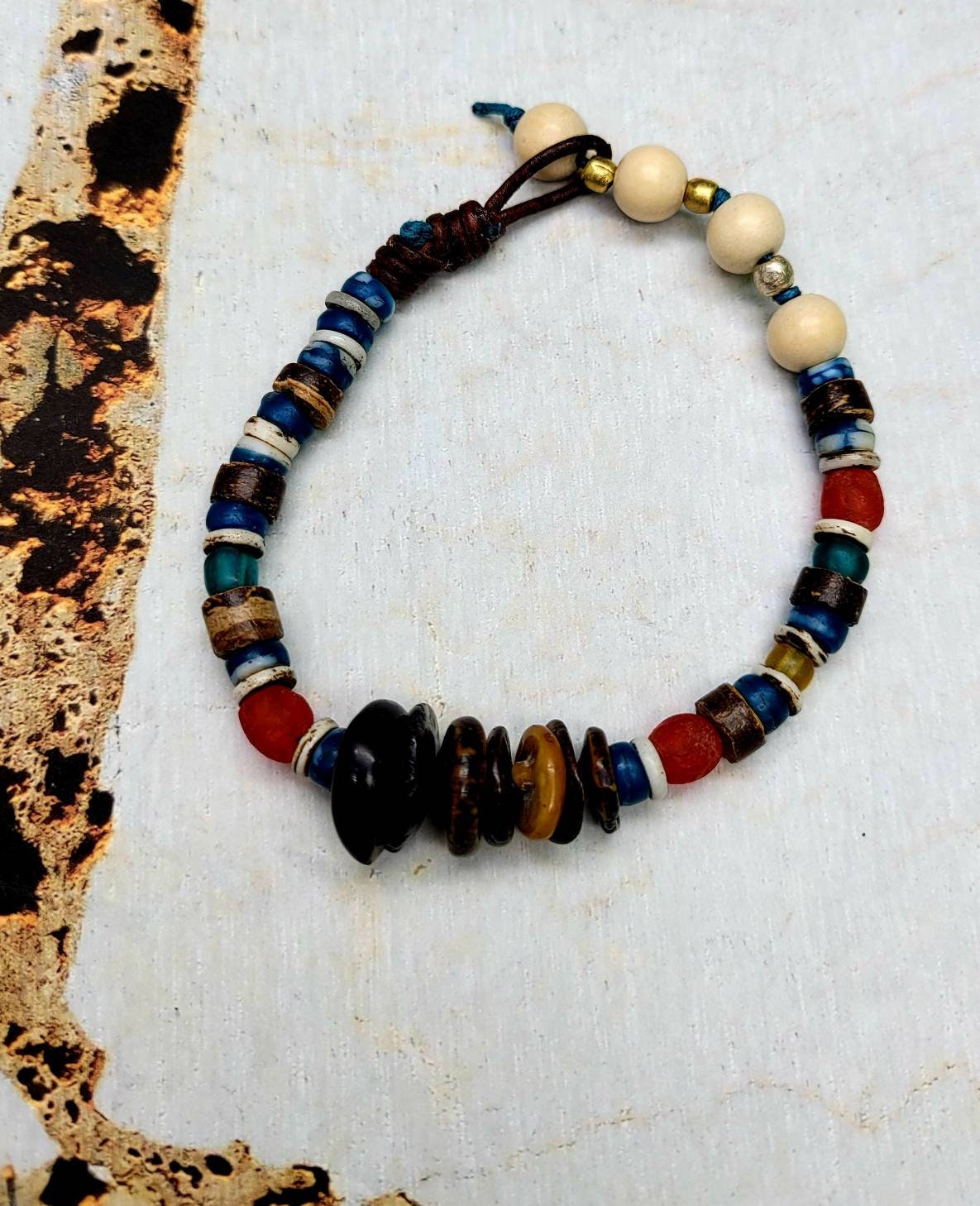bracelet hippie, boho, ethnic, kakamba beads, African bracelet
