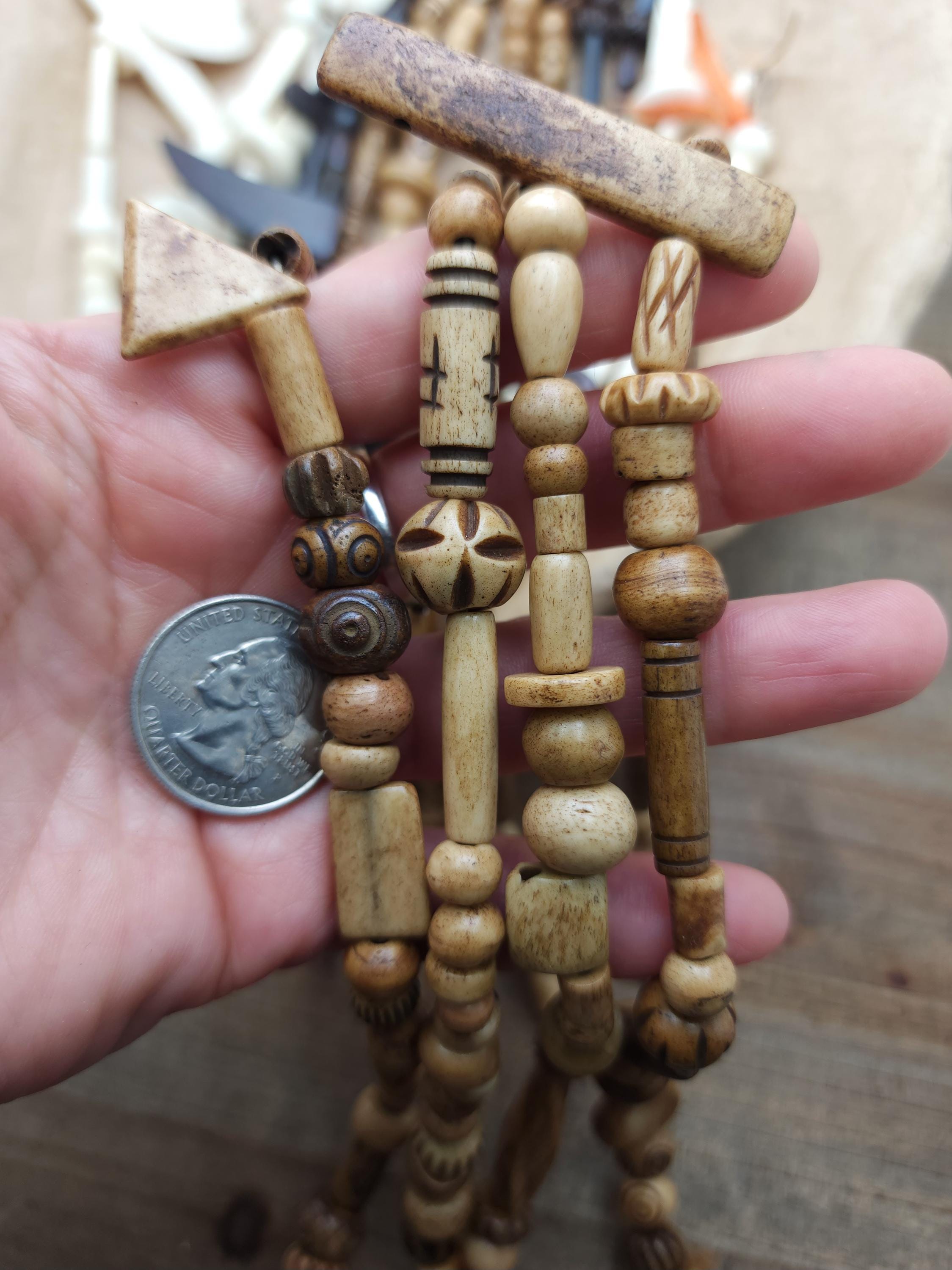 Beautiful Bone Beads Without Animal Suffering /Strand 14" 6-25mm Variety to Choose / Vintage Boho Navajo Tribal  Ethnic / Jewelry Supplies