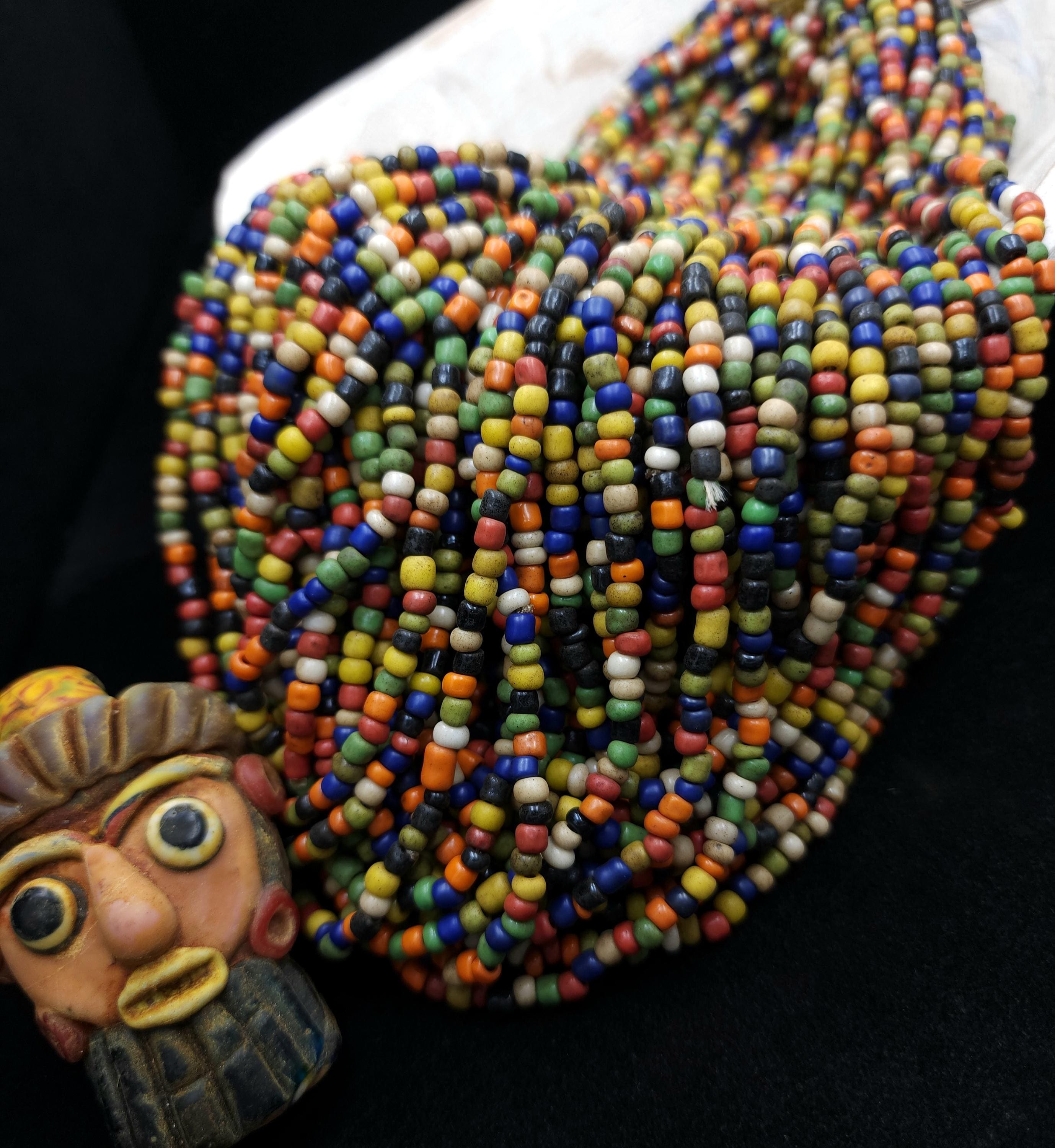 Full Strand Over 40" [More Than 300 Beads] From Java Indonesian, Rustic Opaque Glass Beads 2-4x4mm, Jewelry Making Supplies, Craft.