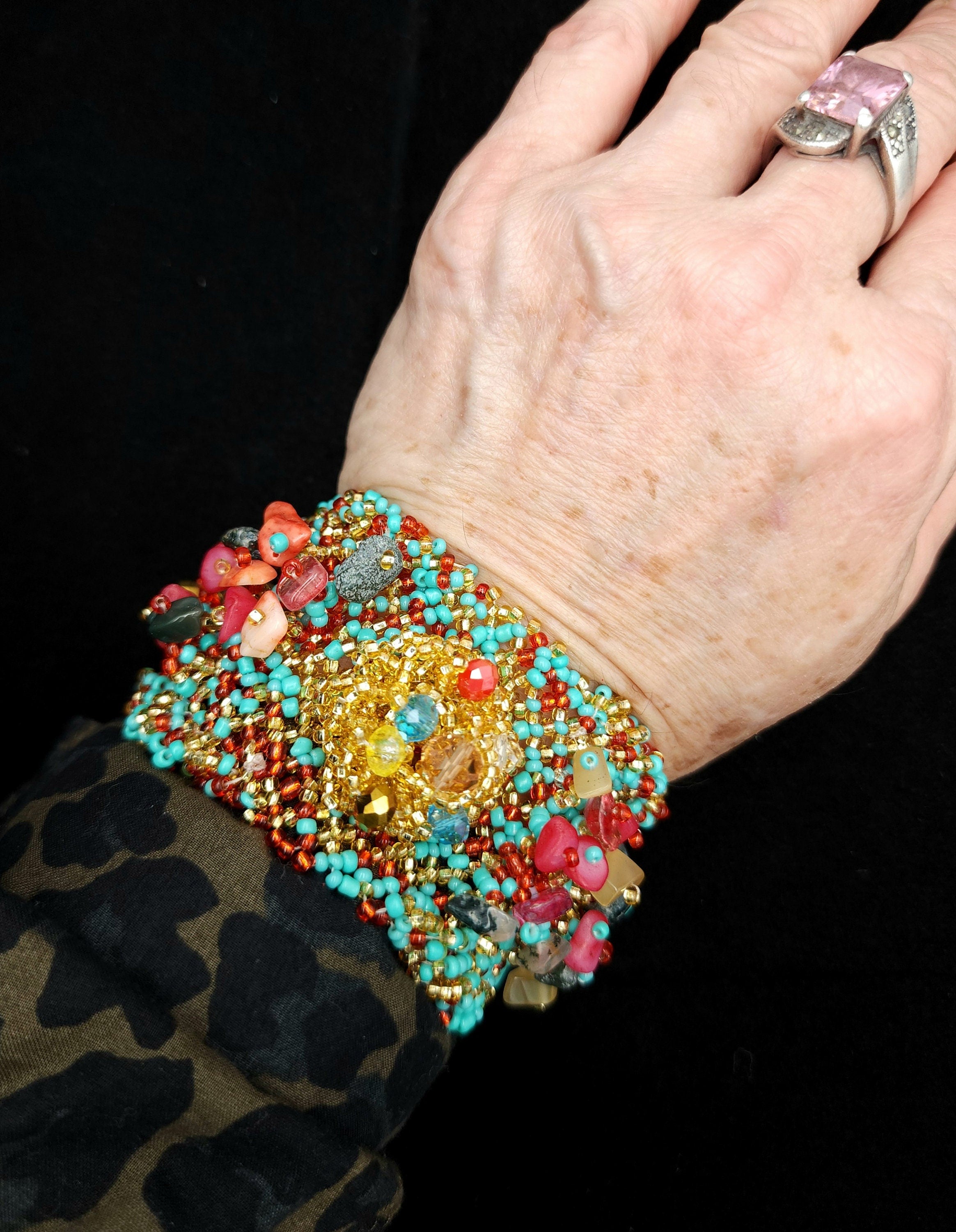 Handmade Bracelet with seeds and natural stone beads / Colorful Handmade Bracelet / Mexican Bracelet