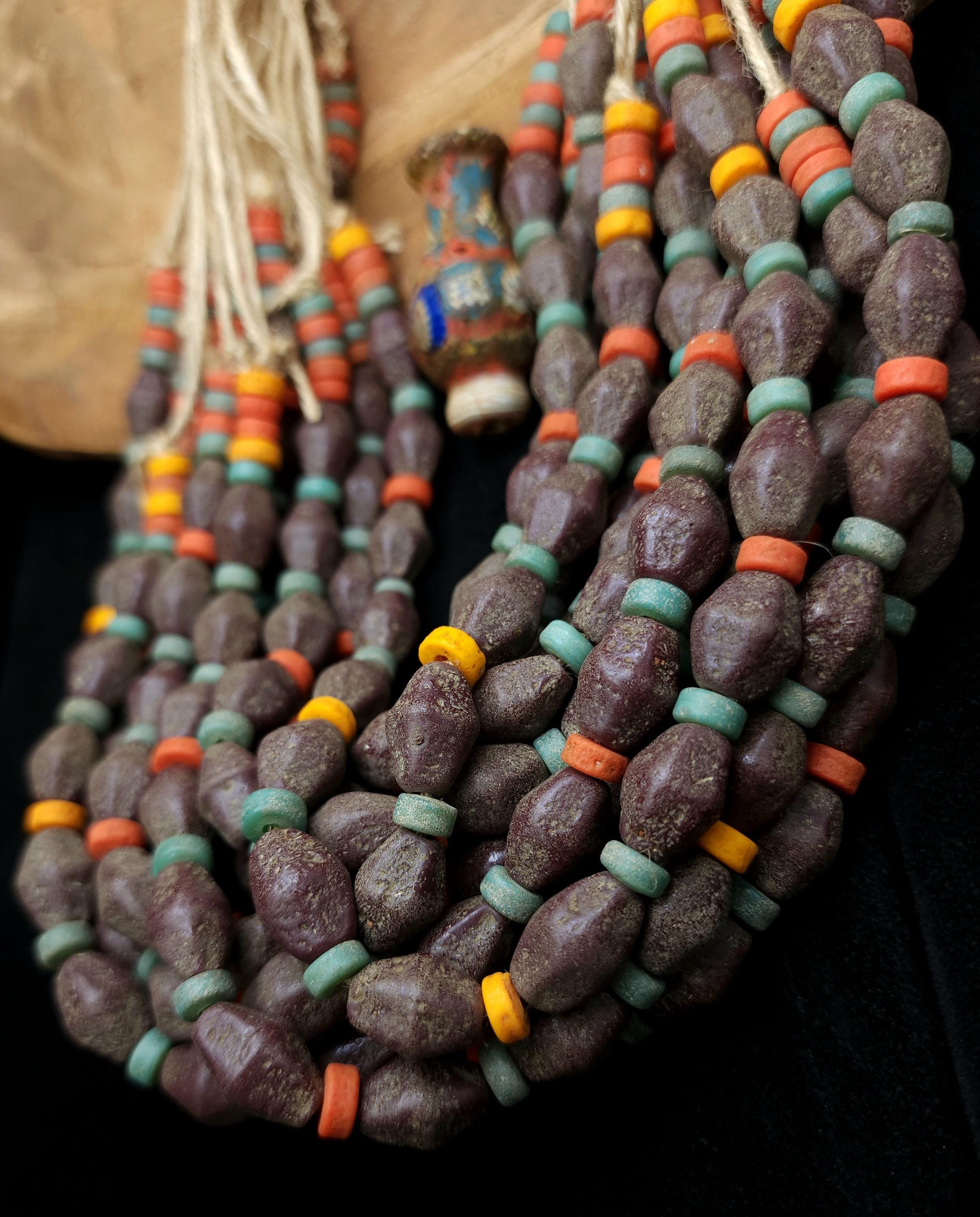 Full Strand 13-14" Bicone Glass Beads 15-17mm, Rustic Indonesian Beads, Jewelry Making Supplies, Craft.