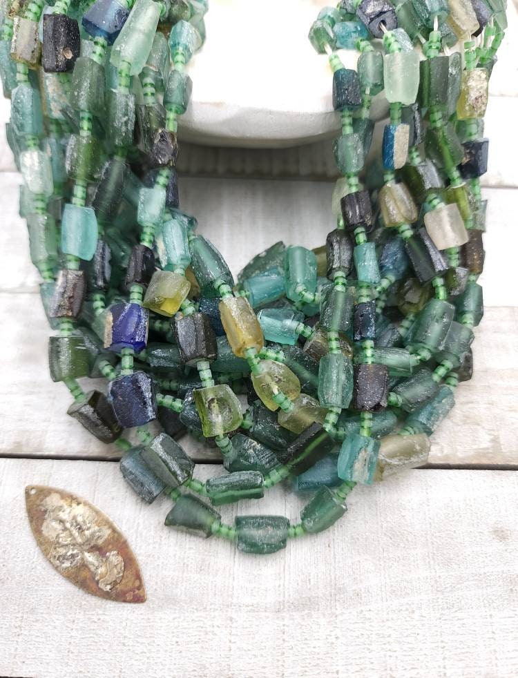 Genuine Ancient Roman Glass, Old Roman Glass, Found Roman Glass Beads Strand 15" 8-15mm+ Wholesale, Jewelry Making Supplies.