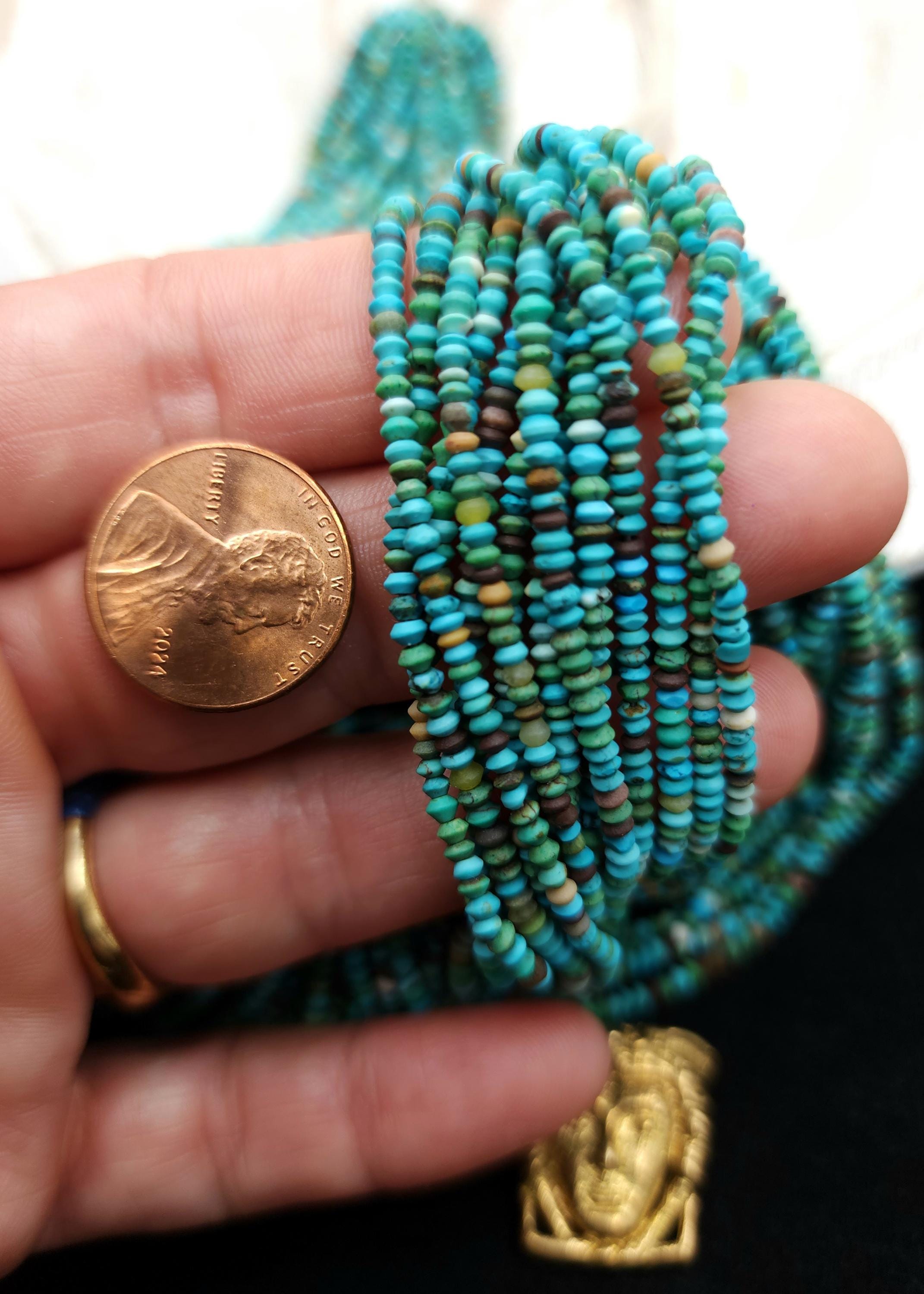 Turquoise Genuine Small Saucer Beads From Afghanistan, Strand 14"+[248] 2.5mm, Healing Stones, Heishi Beads, Natural Beads, Jewelry Supplies