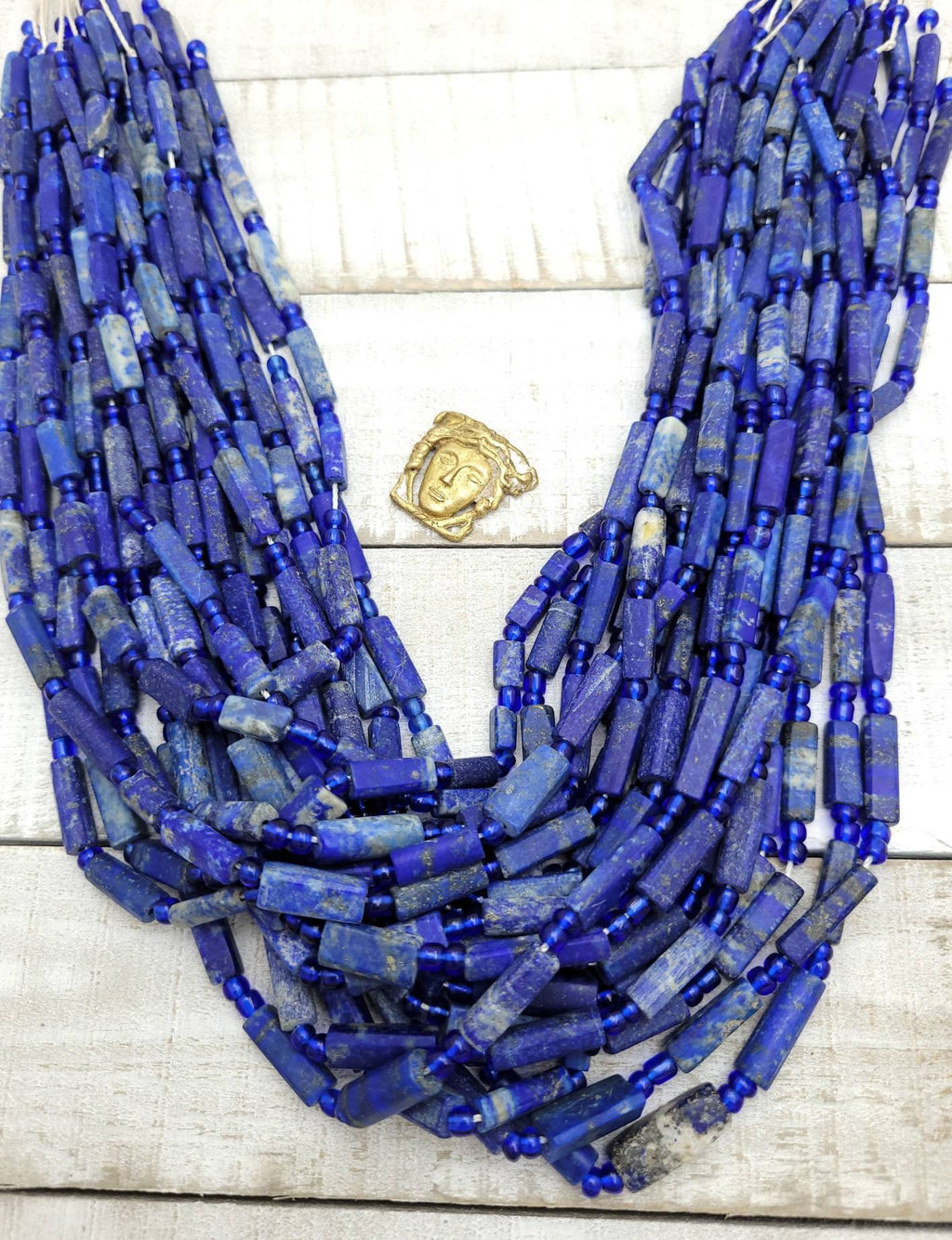 Beautiful Tube Shaped Lapis Lazuli /Cylindrical Beads  Afghan Lapis Lazuli Strand 16-17" Inches Long / Jewelry Supplies.