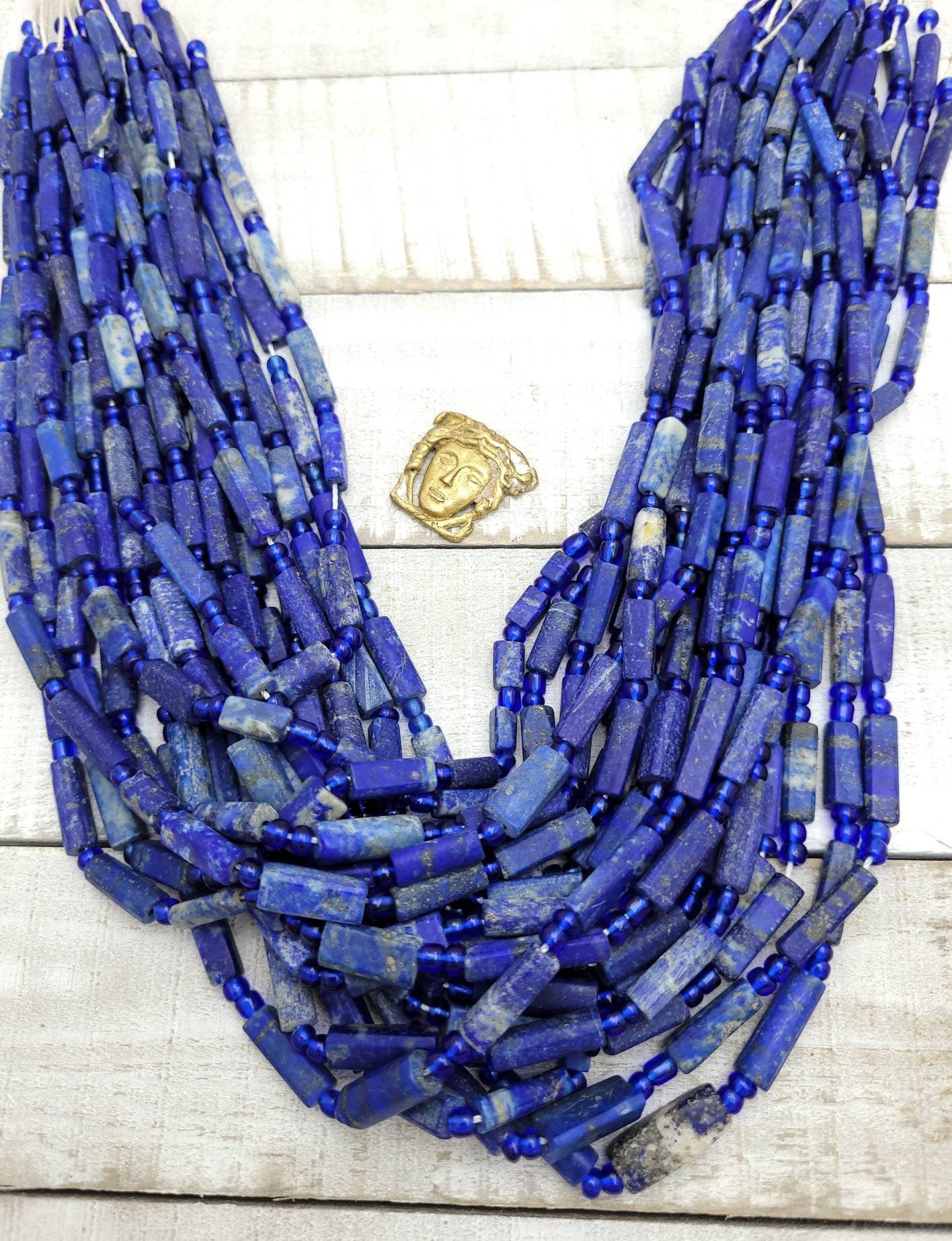 Beautiful Tube Shaped Lapis Lazuli /Cylindrical Beads  Afghan Lapis Lazuli Strand 16-17" Inches Long / Jewelry Supplies.