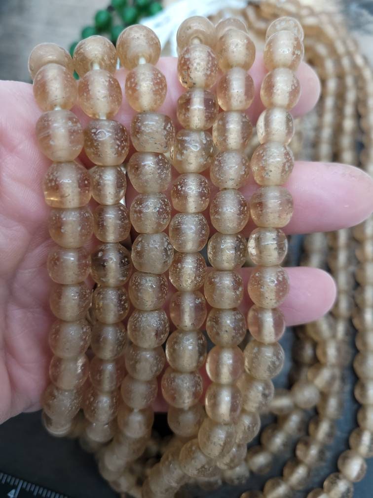Indonesian Glass Beads / Rustic Shape / 15 "Inch Strand / 8mm- 10mm/Jewelry Supplies/ Variety of Colors/44-46 Beads.