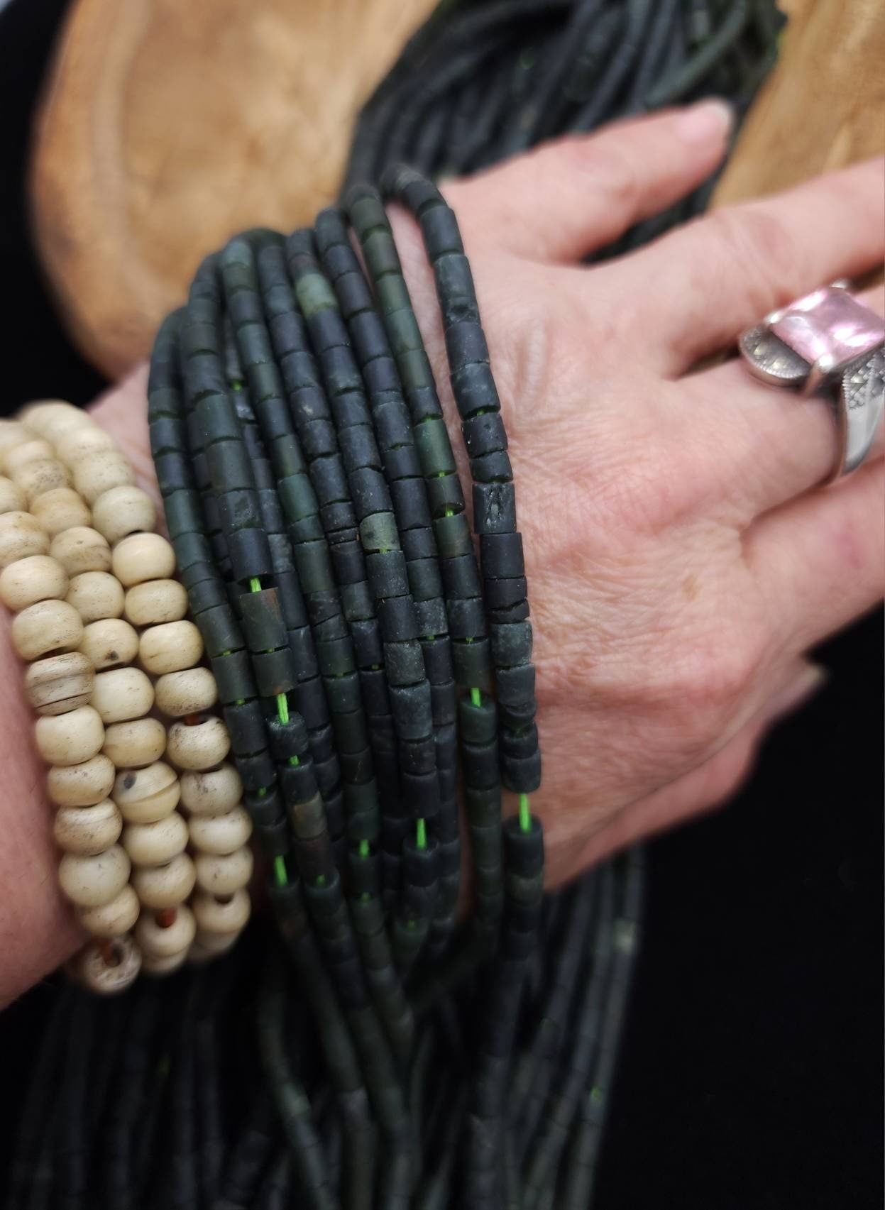 Heishi Natural Tube Shaped  Jade Beads From Afghanistan / Option To Choose 3-5 × 3-4mm or 4-6x5+mm Strand 12-13" / Jewelry Supplies.