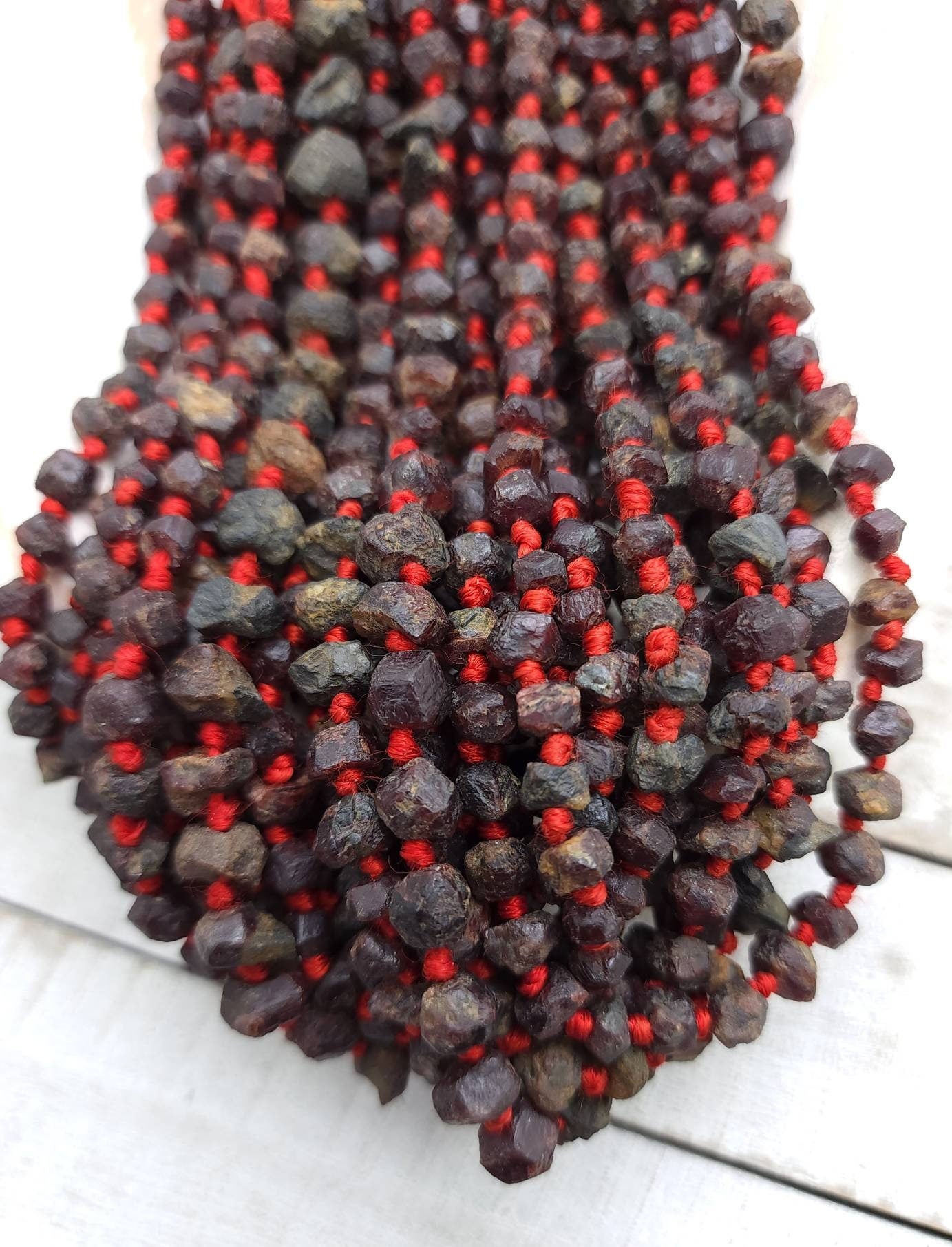 Old  Natural Garnet Beads From Afghanistan, Ancient Found Stone Beads, Strand 15-16" Inches 40-45 Beads 6-8mm, Jewelry Supplies.
