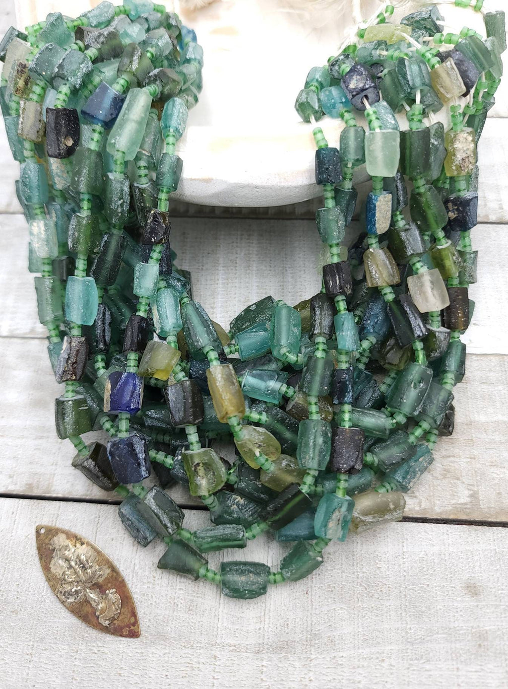 Genuine Ancient Roman Glass, Old Roman Glass, Found Roman Glass Beads Strand 15" 8-15mm+ Wholesale, Jewelry Making Supplies.