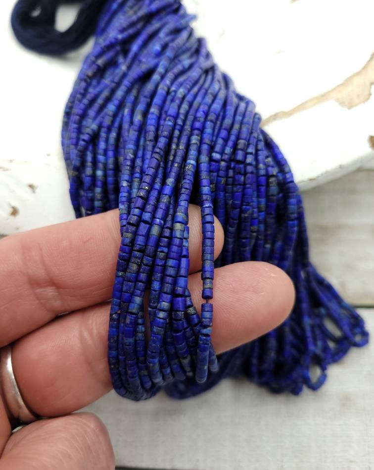 Beautiful Heishi LapisLazuli Beads From Afghanistan 2x2mm Strand 14" Long/Jewelry Supplies/ High Quality / Natural Precious Stones.