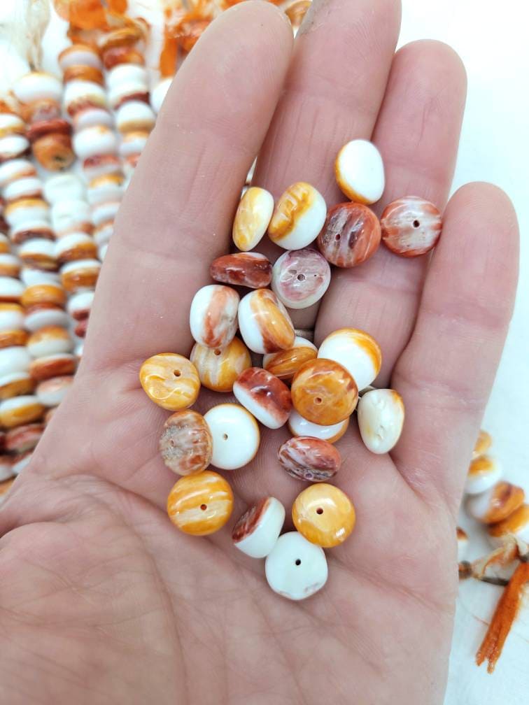 Spiny Oyster Shell Beads Irregular Size / 8-9mm / 10-12mm/Irregular Round / Orange Red White Purple / 5 inches.