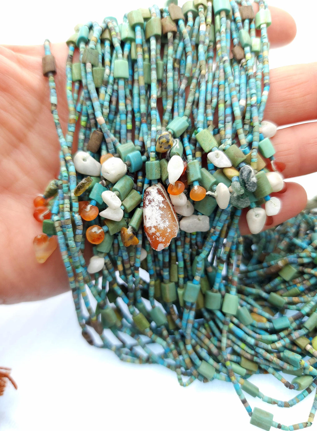 Genuine Afghan Turquoise 14" Strand 1.5-6mm, Natural Antique Beads, Semi-Precious Stone for Jewelry, Heishi Beads, Ethnic Craft Supplies