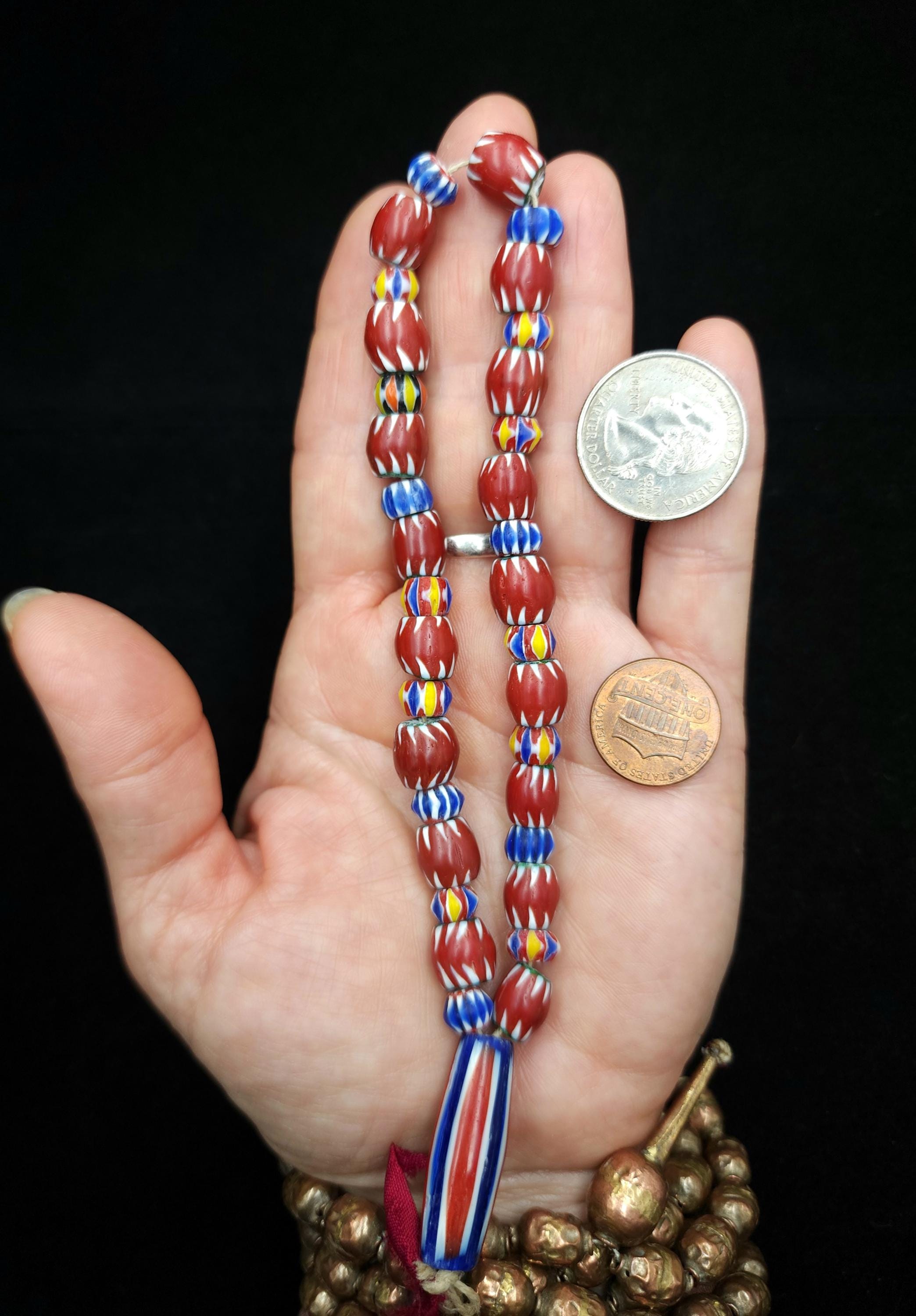 Red Chevron Multilayer Beads 5-10 × 8-10mm Strand 12" 33-35 Beads / Jewelry Making Supplies / Craft.