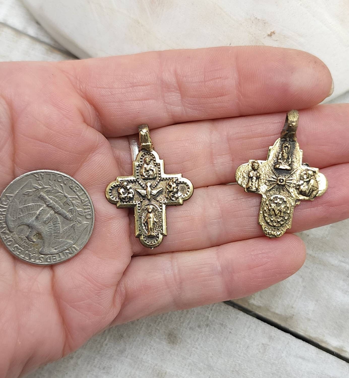 Vintage Religious Pendants made by Artisan Hands from Afghanistan Option to Choose Large Cross 39-40 x 34mm or Small 32 x 23mm / Vintage