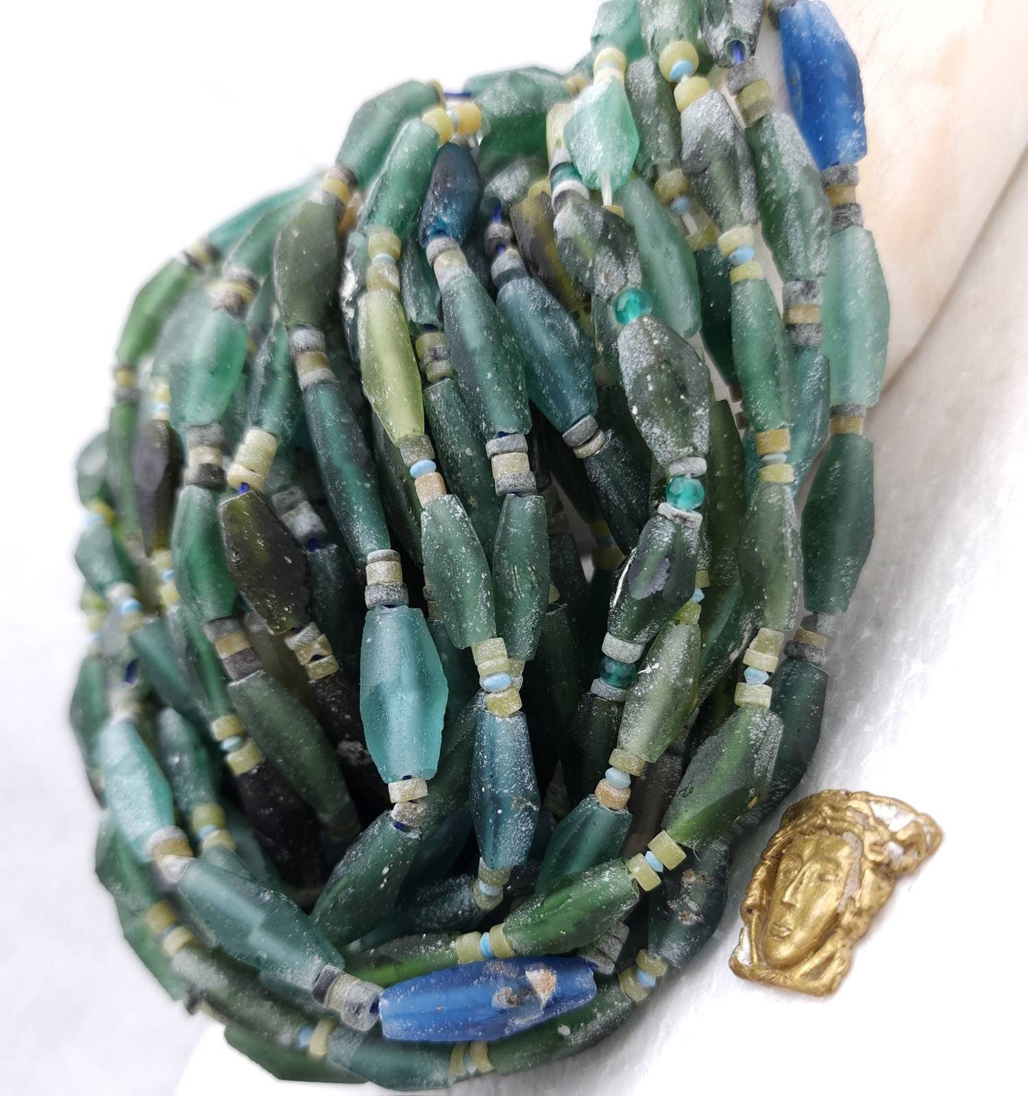 100% Genuine Ancient Roman Glass / Roman Glass Diamond-Shaped Beads Long 12mm -20mm + / Afghan Beads / Jewelry Making Supplies.
