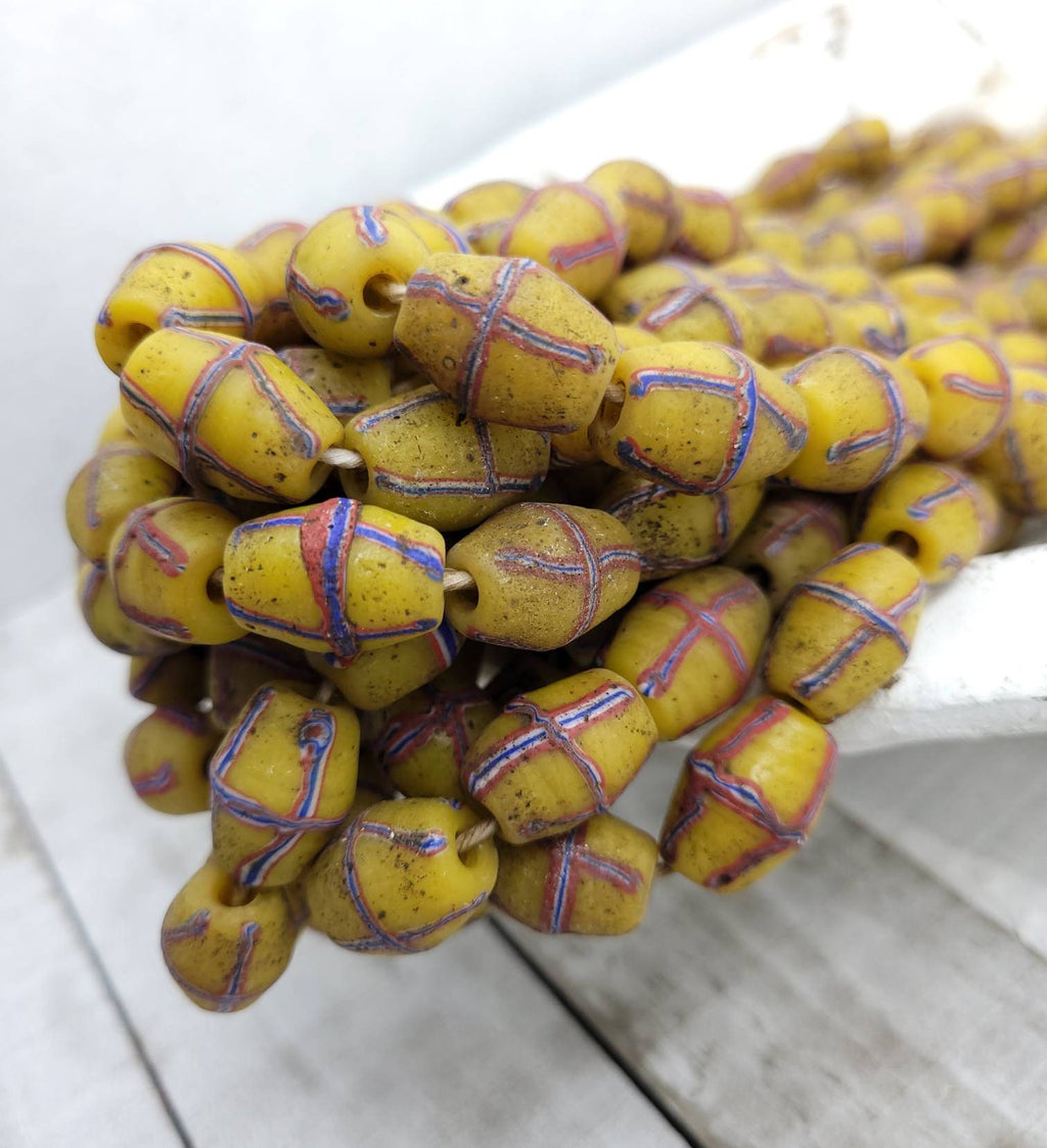 Ethnic Bicone Beads Java french Beads / Venetian Cross Beads with Rustic Accent / Strand of 12 beads 16-20×13-15mm / Jewelry Making Supplies
