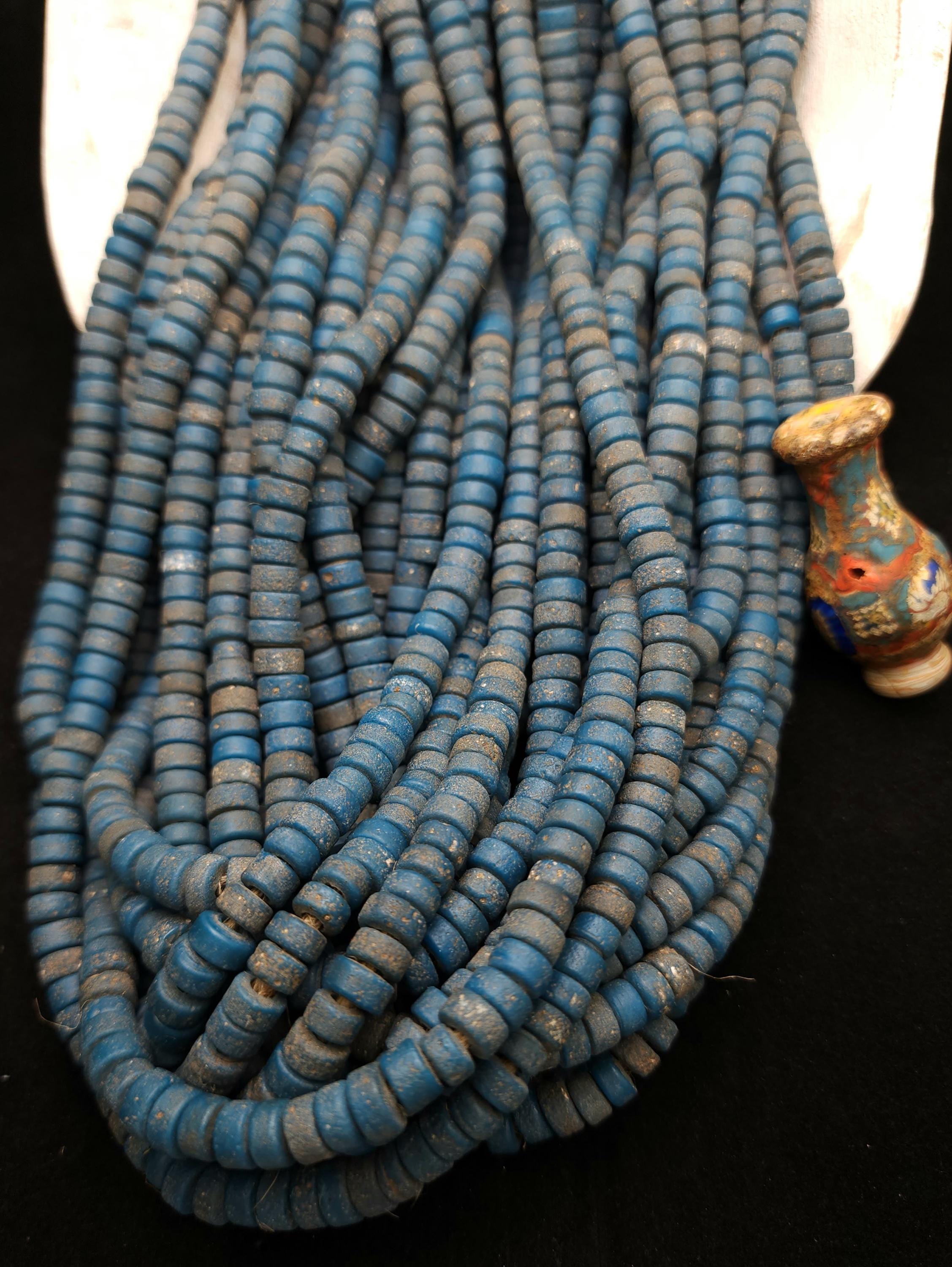 Glass Beads With Rustic Accent 6-8mm 10" Long Strand / Handmade Beads/ Heishi / Java Indonesia  Beads / Jewelry Making Supplies / Craft.