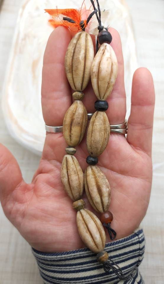 Large Oval Old Rustic Glass Melons Beads peach pink / Indonesian Hand Carved Beads / Choose 3 or 4 Beads 23-26mm  Jewelry Supplies