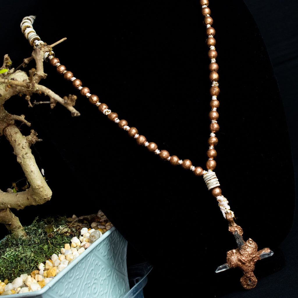 Miracle | Necklace | Copper | Electroformed | Silk | Quartz | Bone