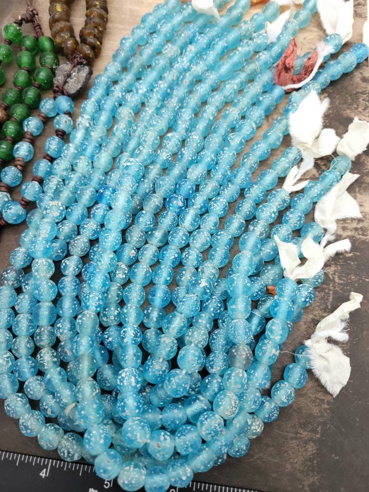 Indonesian Glass Beads / Rustic Shape / 15 "Inch Strand / 8mm- 10mm/Jewelry Supplies/ Variety of Colors/44-46 Beads.