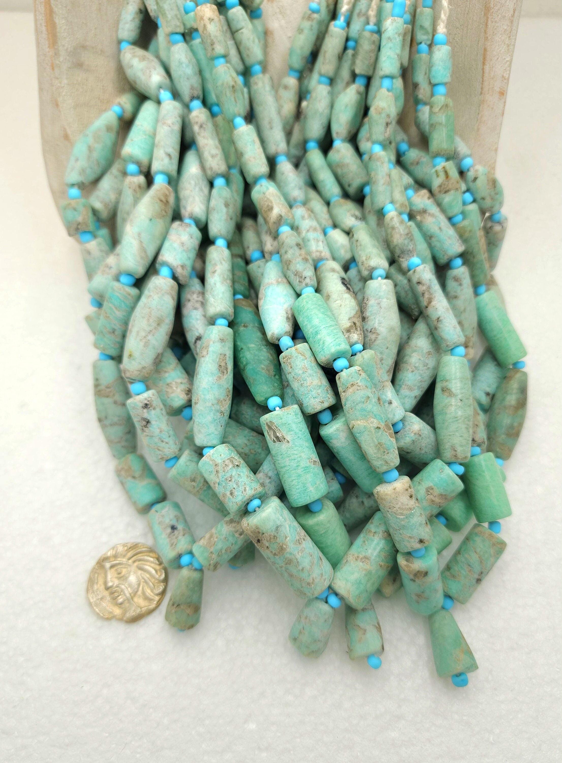 Vintage Amazonite Afghani Beads, Beads Excavated From Afghanistan, Genuine Amazonite Rough Cut, Jewelry Making Beads, Strand 16-17" 7-39mm