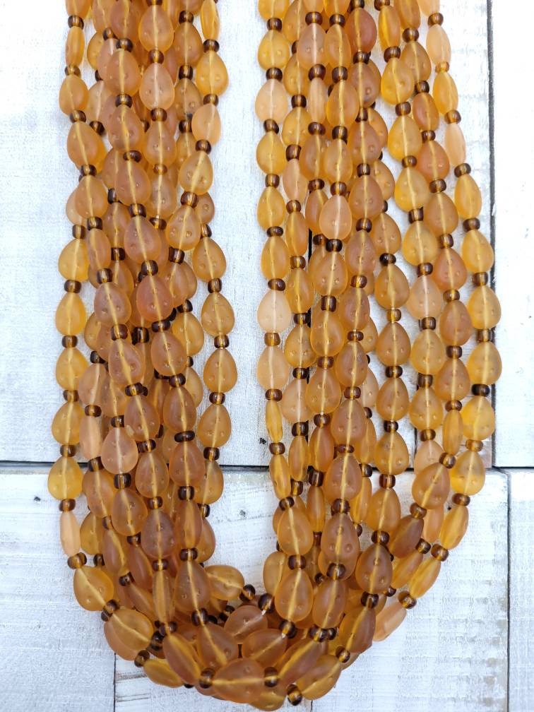 Hermosas cuentas de vidrio de AfganistánStrand 16-18 "10 x 8 mm/Suministros de joyería / Cuentas de estilo egipcio.