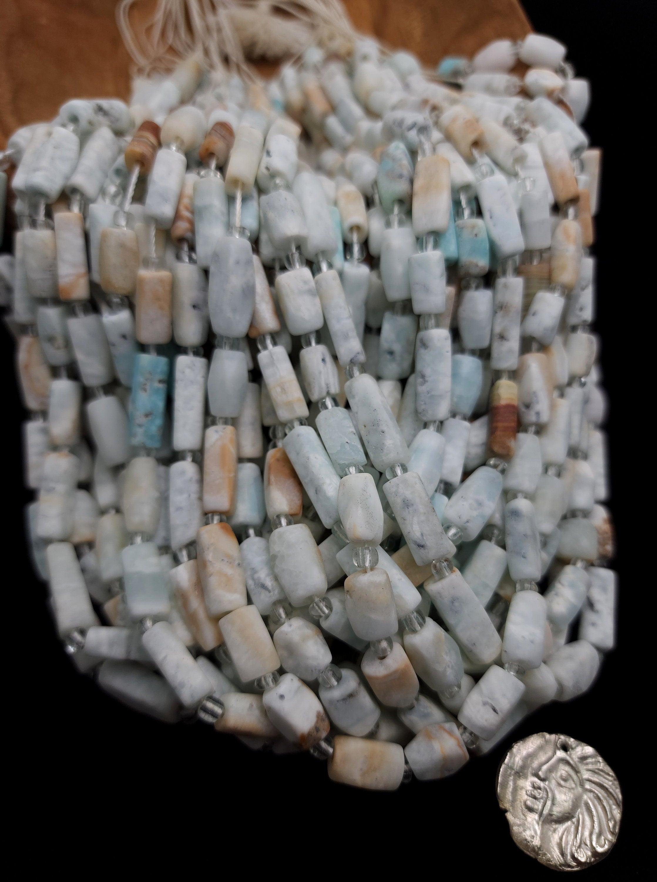 Beautiful Undyed Ancient Calcite / Natural Blue Brown White Afghanistan Calcite / Full Strand 15" 7-20mm / Jewelry Supplies.