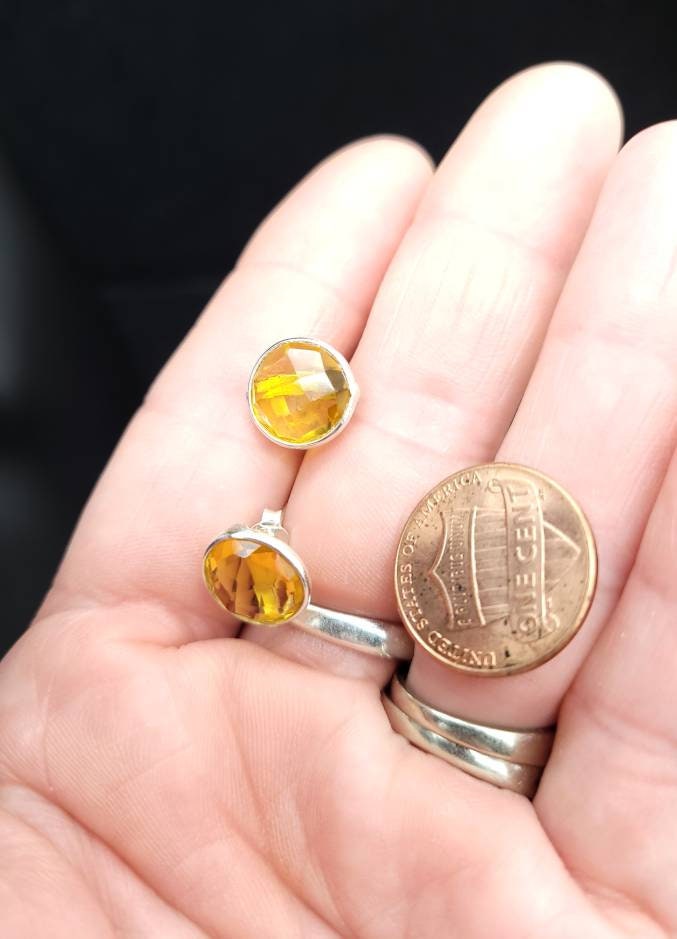Beautiful Yellow Citrine Authentic 925 Silver Earrings.