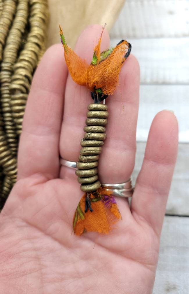 Beautiful Rustic African Brass Beads 9-11mm Choose Strand With 20 or 12 Rings / Jewelry Supplies / Lost Wax / Tribal Boho Ethnic Native A.