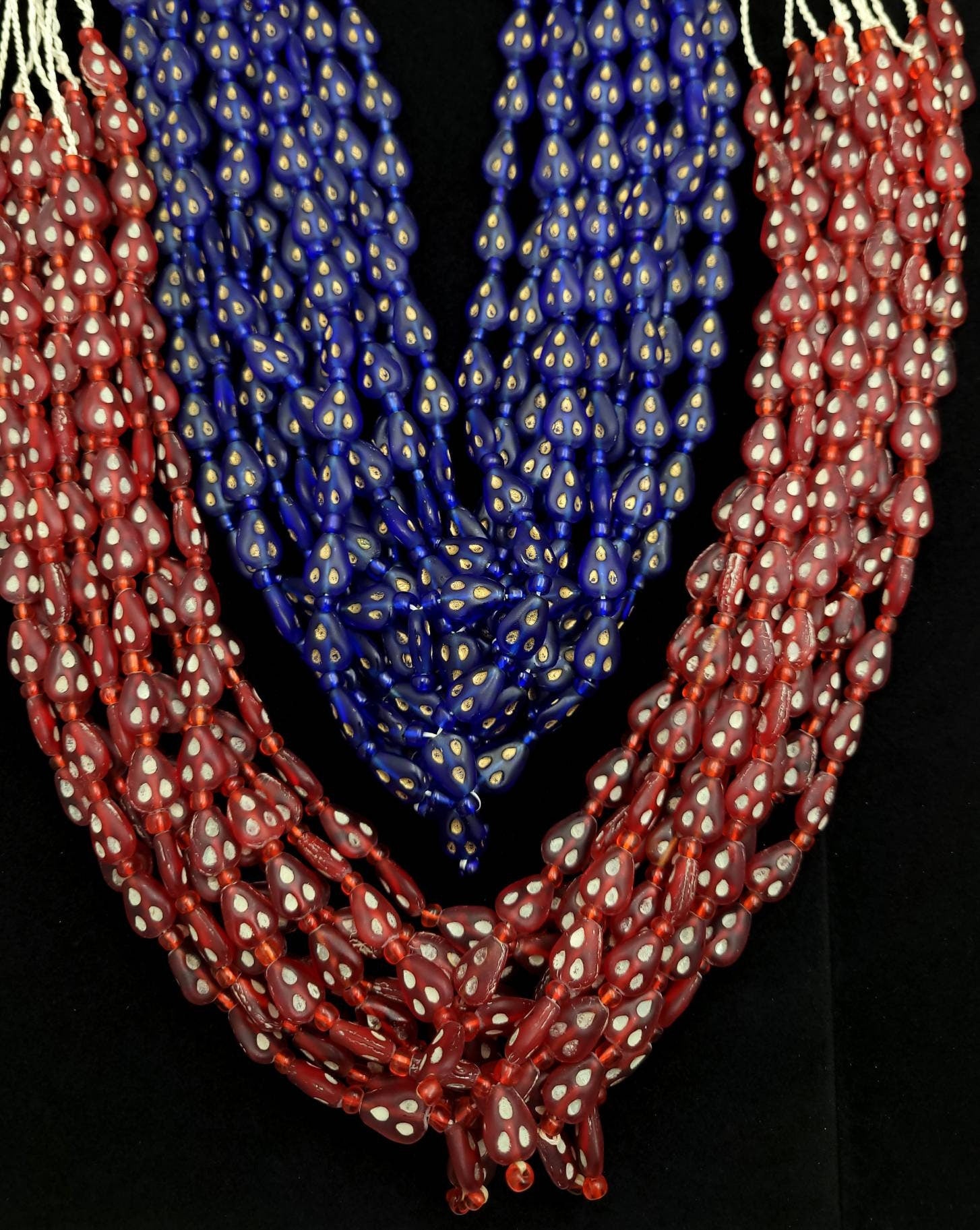 Vintage Glass Beads From Afghanistan Strand 17" 10-11mm / Jewelry Supplies / Egyptian Style Beads / Opaque Glass Beads