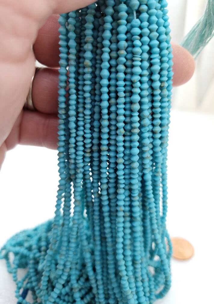 Afghani Heishi Beads Turquoise Saucer Shape  2-3 mm 11"Strand Approximately 140 Beads / Howlite /Jewelry Supplies.