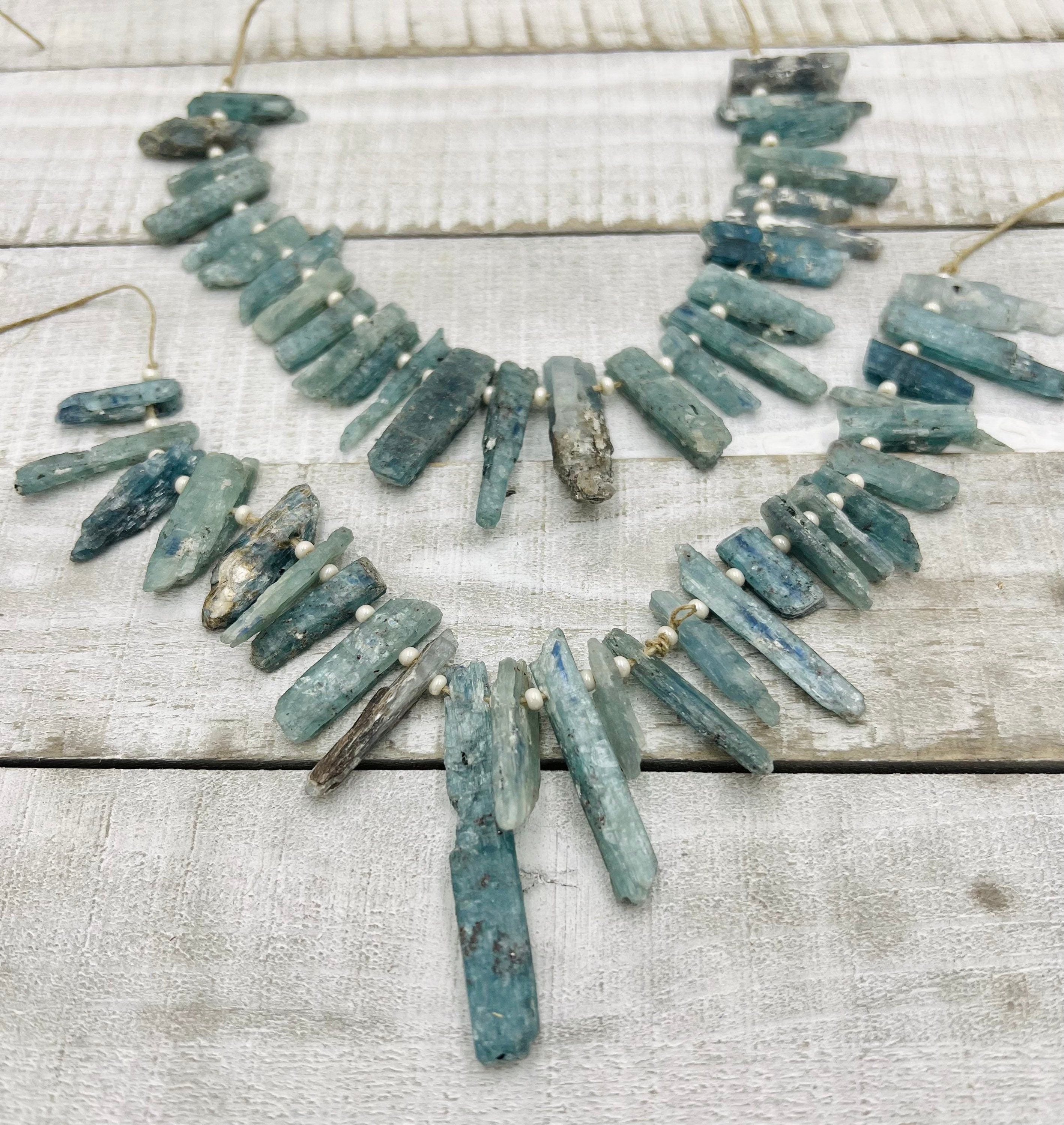 Beautiful Kyanite Rough Stones Sticks 13-34mm x 6-14mm/Strands Length 8”/Jewelry Supplies