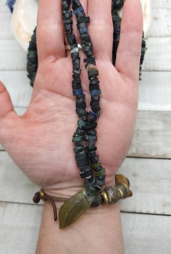 Genuine Ancient Roman Glass Beads Small Chunky 5-8mm Full Strand 15.5" Inches / Authentic Roman Glass Not Imitation / Jewelry Supplies.