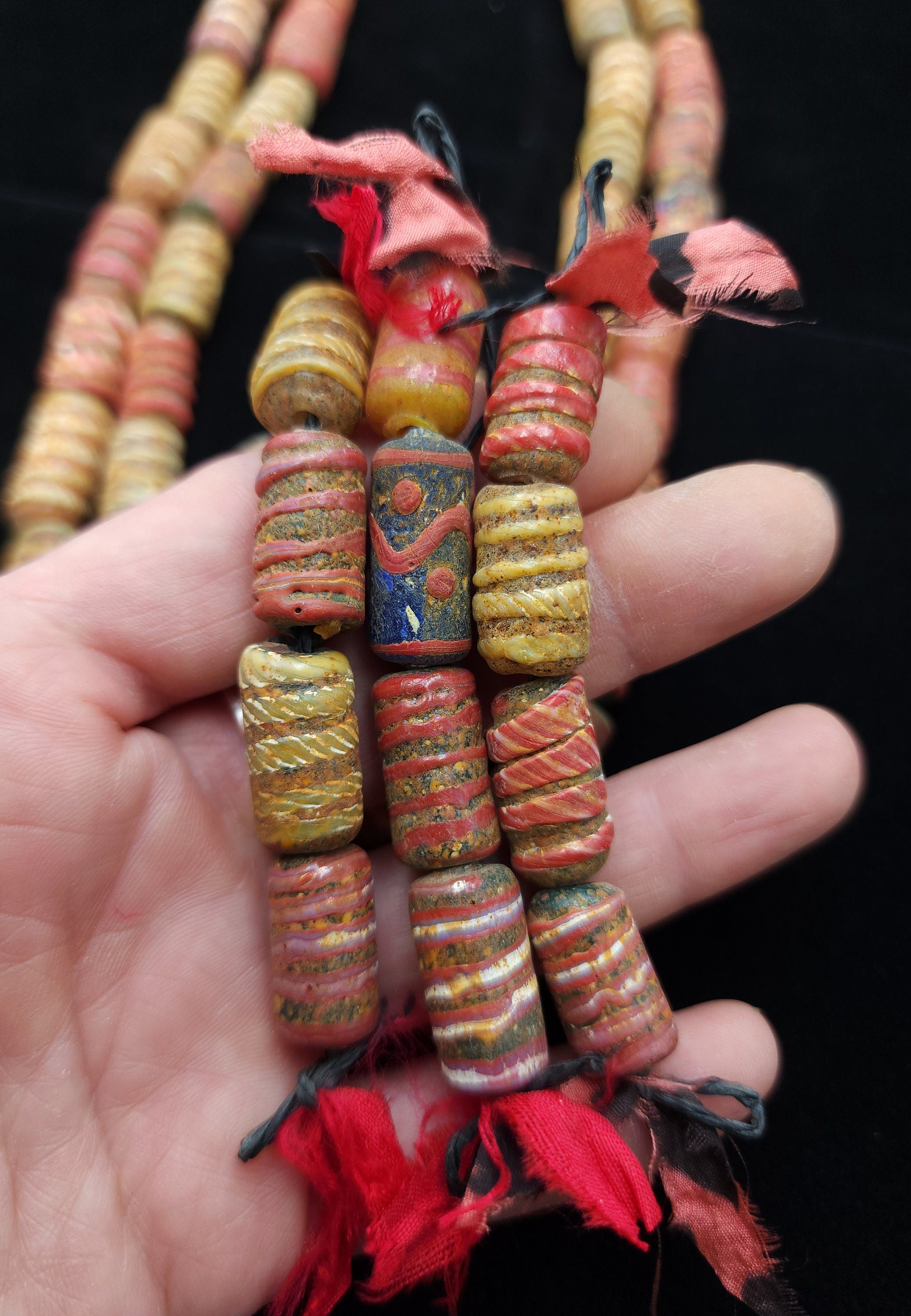 Vintage Glass Beads From The 90's Rustic Beads From Thailand Lot of 4 Beads / Indonesian Lampwork Beads / Jewelry Supplies.