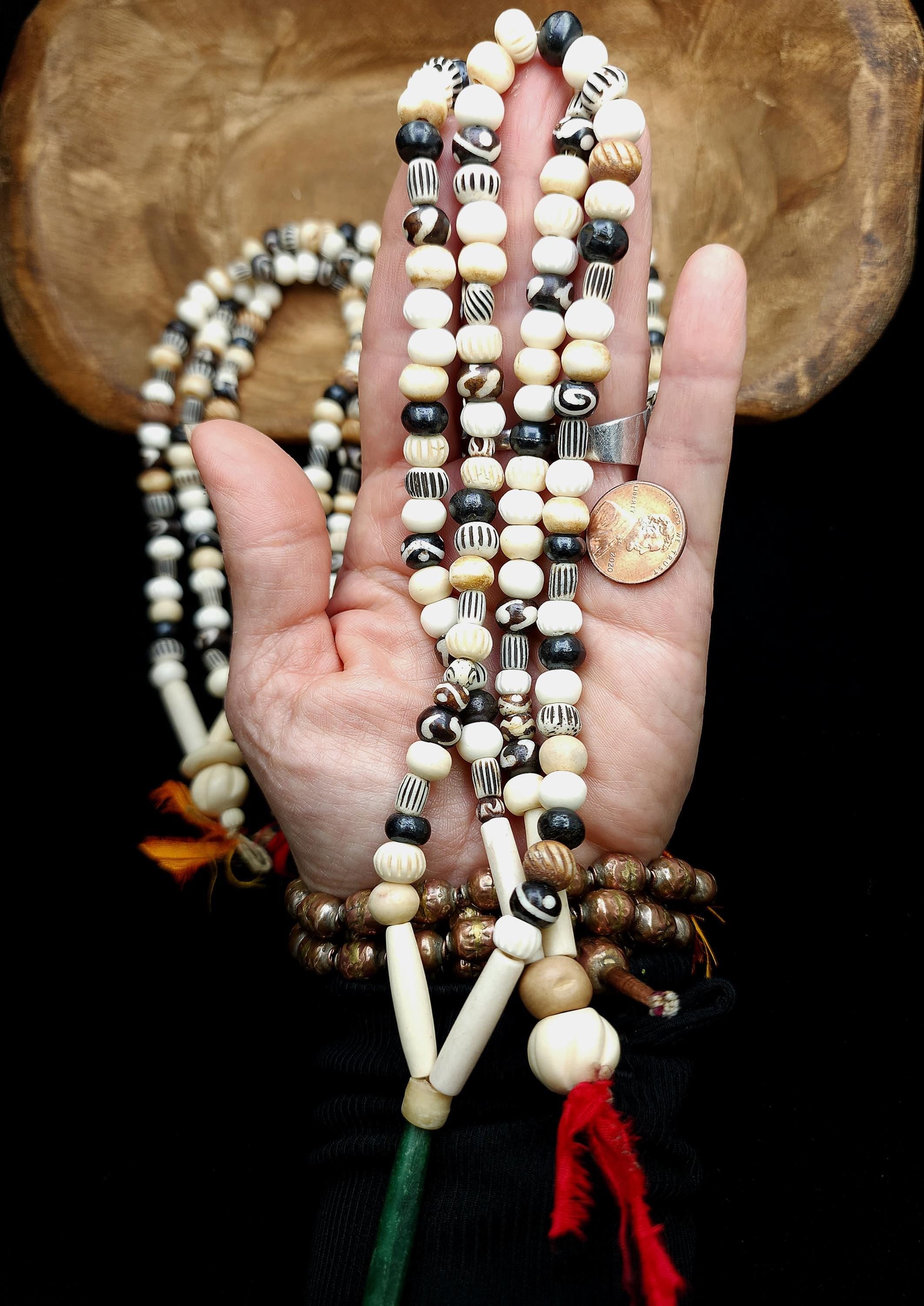 Full 15" strand + 6-23mm Assorted Buffalo Bone Beads, Batik Bone Beads, Jewelry Making Supplies.