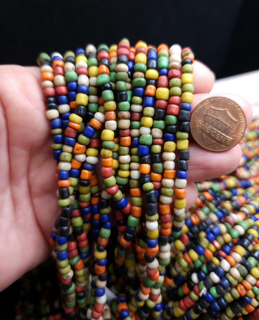 Full Strand Over 40" [More Than 300 Beads] From Java Indonesian, Rustic Opaque Glass Beads 2-4x4mm, Jewelry Making Supplies, Craft.