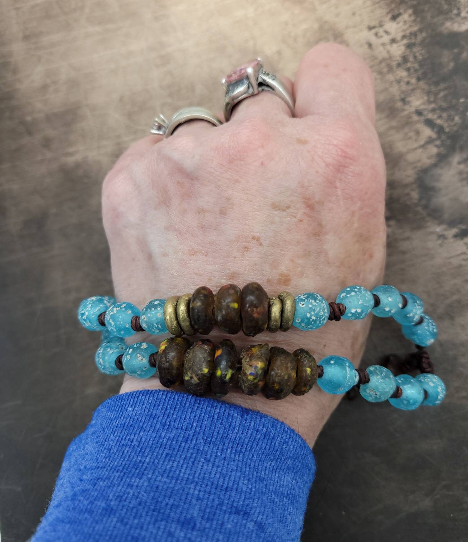 Beautiful Bracelet For Men And W / Unique Elegant Antique Rustic Accent / African Jewelry / Indonesian Jewelry /Bronze/High Quality Leather.