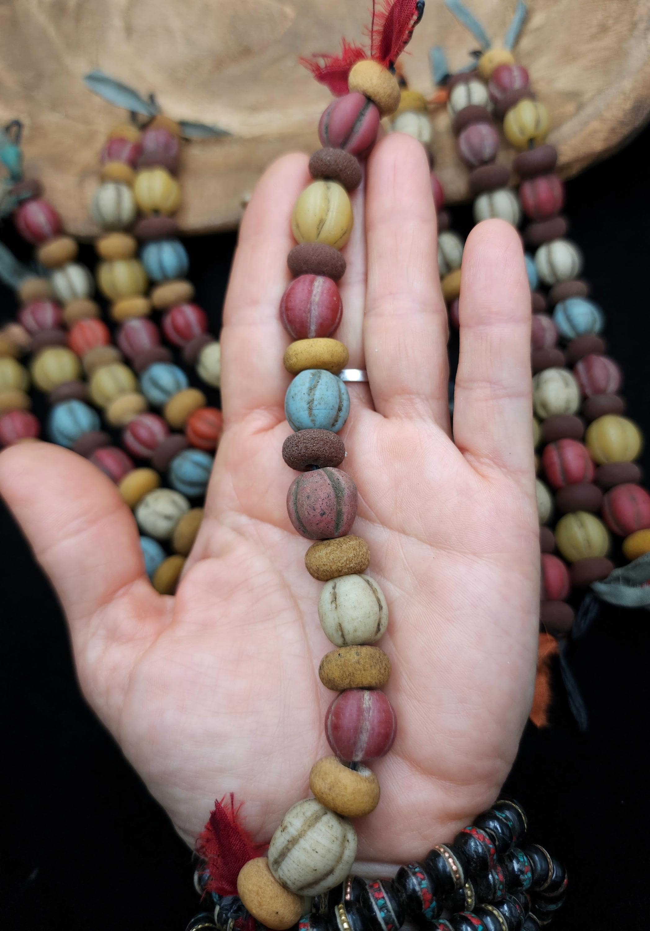Old Pumpkin Beads, 17 Variable Beads 13-14mm x 7-15mm, Melon Beads, Indonesian, Thailand, Lampwork Beads, Jewelry Making Supplies, Craft.