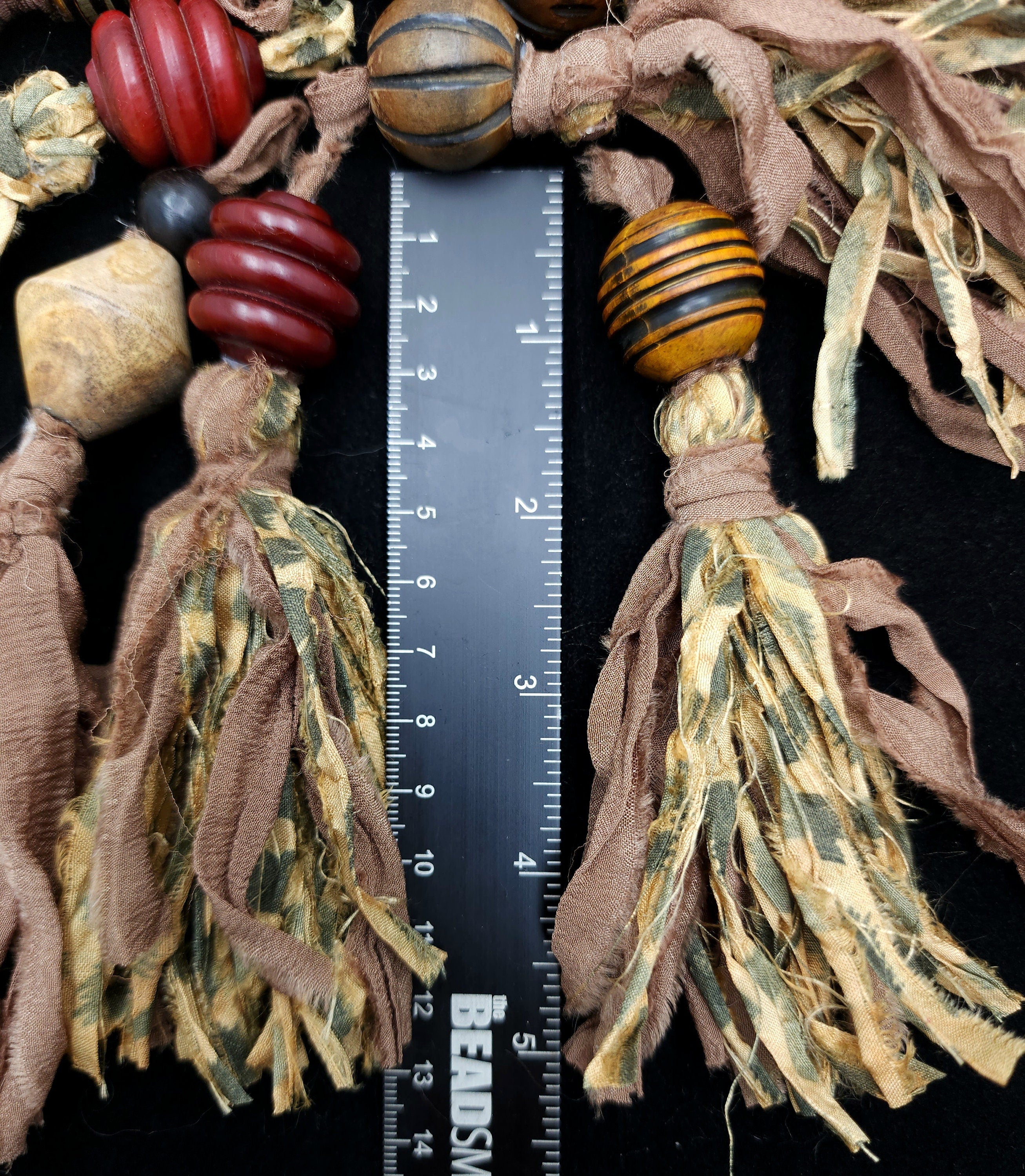 Silk Sari Tassel for Mala Beads - Unique Mala Necklace Tassel - Fair Trade Sari Silk - Handmade Tassels - Horn Bead - Jewelry Supplies