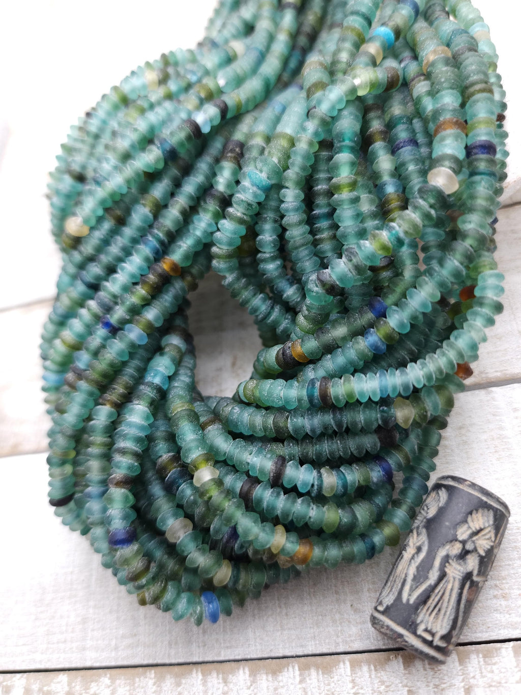 Genuine Ancient Roman Glass Saucer In Shape / Full Strand 14-15" 5-6mm 180-200 Beads / Jewelry Making Supplies.