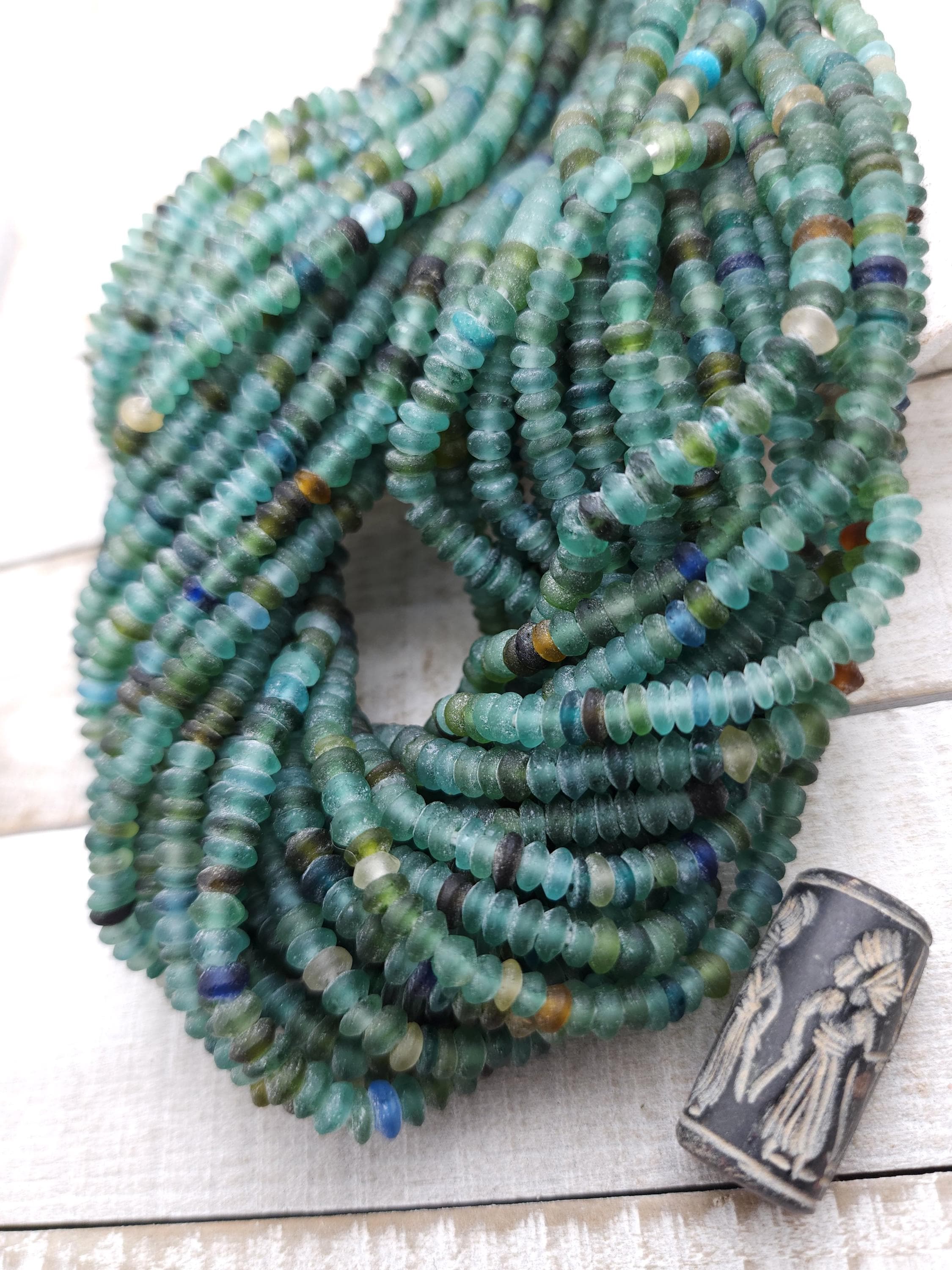 Genuine Ancient Roman Glass Saucer In Shape / Full Strand 14-15" 5-6mm 180-200 Beads / Jewelry Making Supplies.