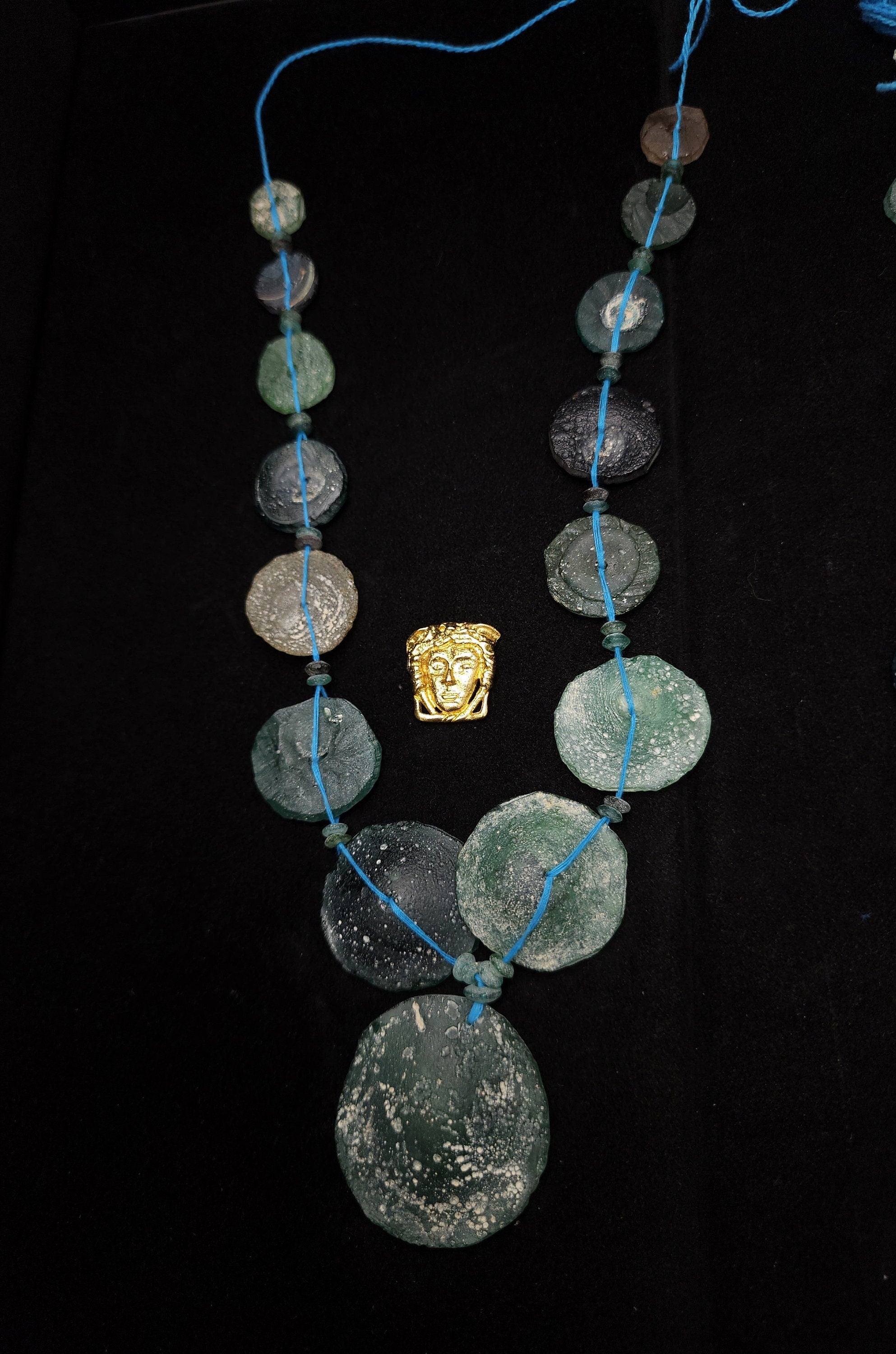 Ancient Roman Glass Big Beads, Authentic Roman Glass Strand 15", Jewelry Supplies, Discovery By Excavation Hard To Find, Jewelry Supplies.