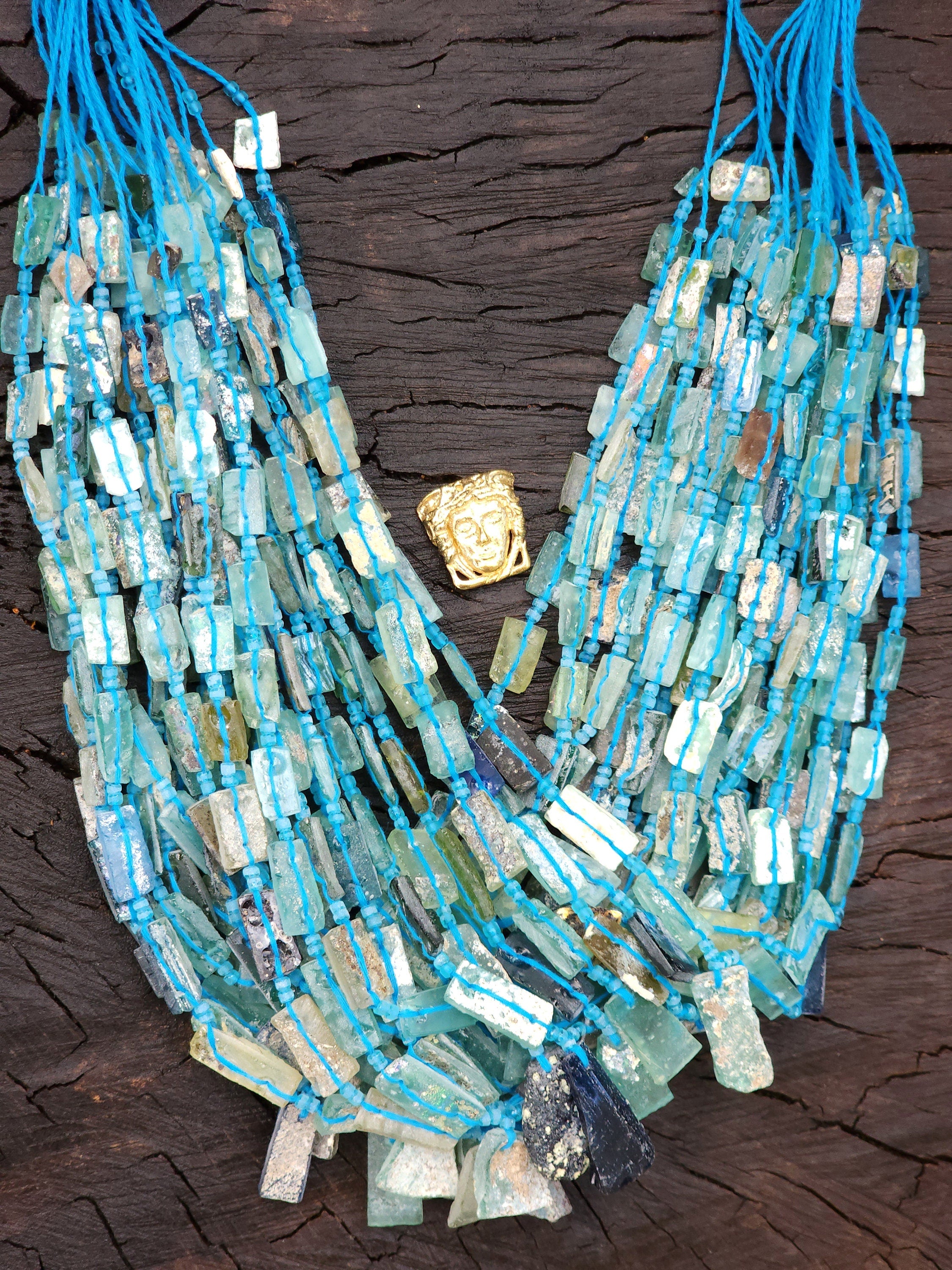 Strand 15" Roman Glass Beads From Ancient Rome Lots Of Patina The Glass Speaks For Itself Of Its Age Over 2,000 Years Old, Jewelry Supplies