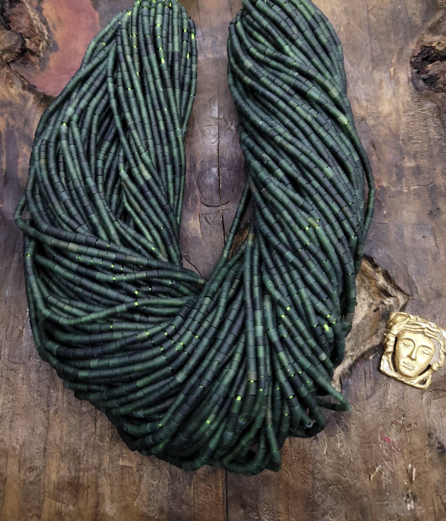 Heishi Natural Tube Shaped  Jade Beads Strand 12-13" Option to Choose 1.5-2mm or 2-3mm / Natual Beads Jade Afghanistan / Jewelry Supplies.