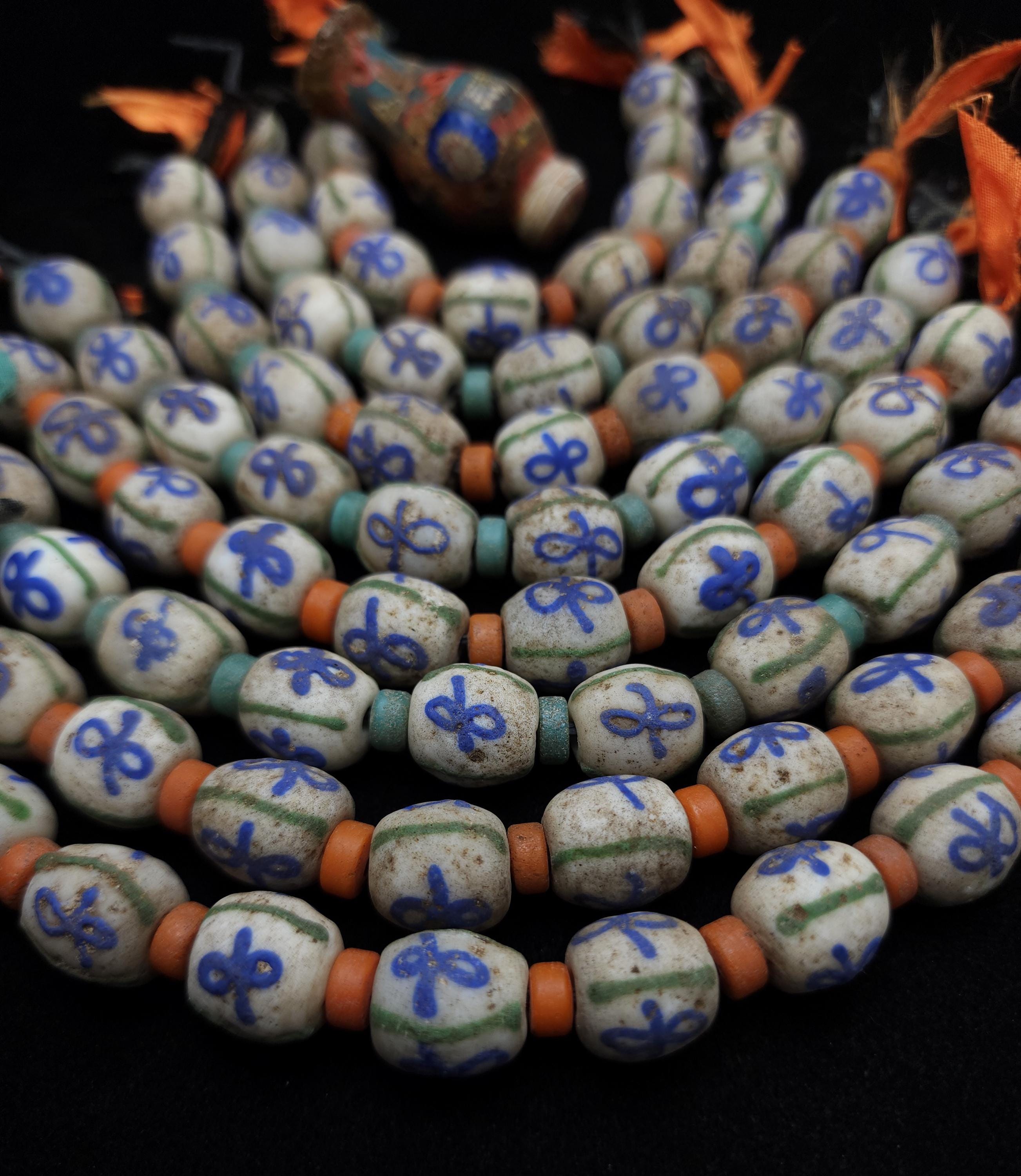 Vintage Glass Beads From Indonesia, Strand 10 Beads 13-15 × 13-14mm, Jewelry Making Supplies