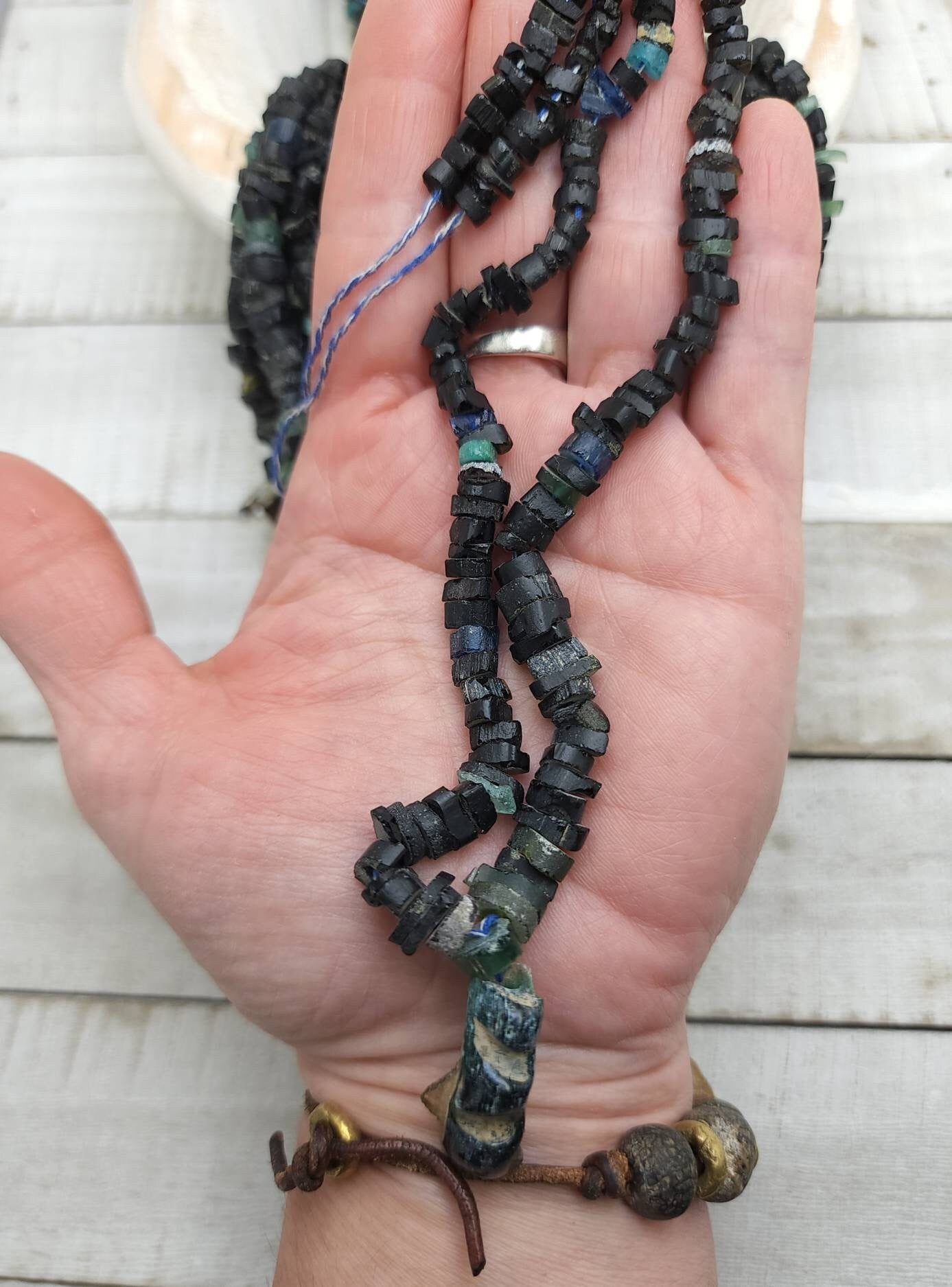 Genuine Ancient Roman Glass Beads Small Chunky 5-8mm Full Strand 15.5" Inches / Authentic Roman Glass Not Imitation / Jewelry Supplies.