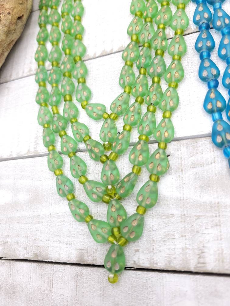 Vintage Glass Beads From AfghanistanStrand 17" 10-11mm / Jewelry Supplies / Egyptian Style Beads / Jewelry Supplies.