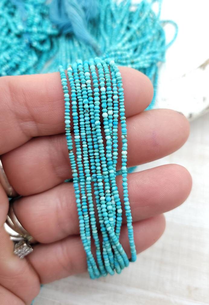 Beautiful Turquoise Beads 100% Natural Genuine Saucer Shaped Strand 14-15" 300+ Beads 2mm+ Or 1.5mm / Jewelry Supplies / Afghan Beads