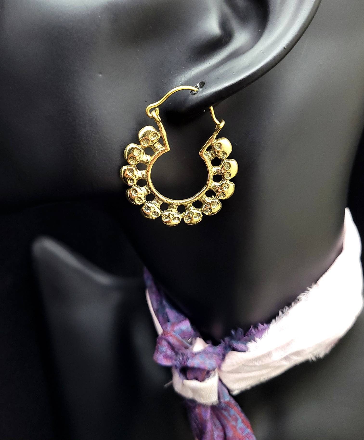 Beautiful Solid Brass Gold Earrings / Unusual Earrings / Entirely Handmade Jewelry.